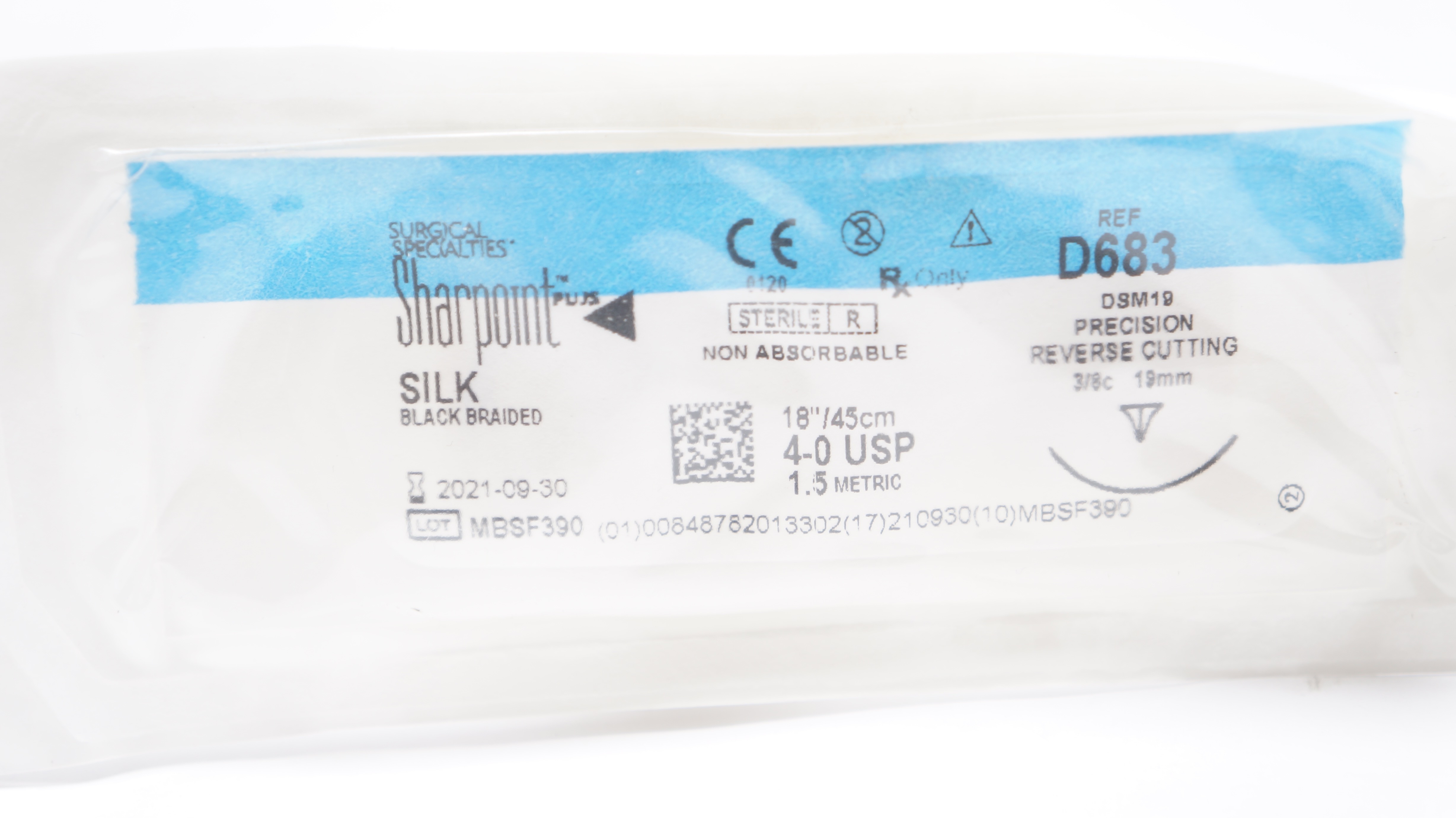 Surgical Specialties D683 4-0 Silk Stre DSM19 3/8c 19mm Reverse Cutting 18inch(x)