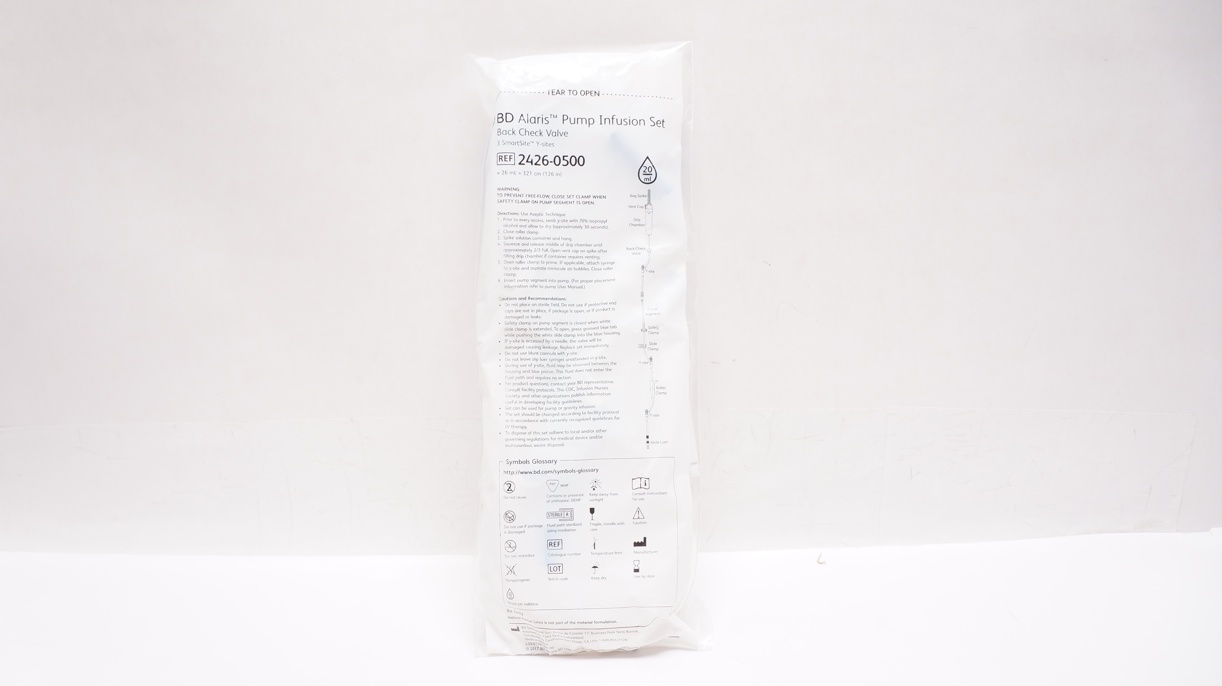 BD 2426-0500 Alaris Pump Infusion Set 26mL x 126inch Approx. 20Drops/mL