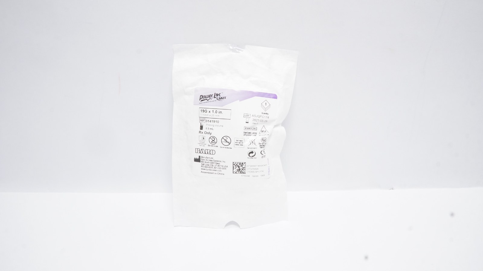 Bard PowerLoc Max 0141910 Infusion Set 19G x 1.0 in.