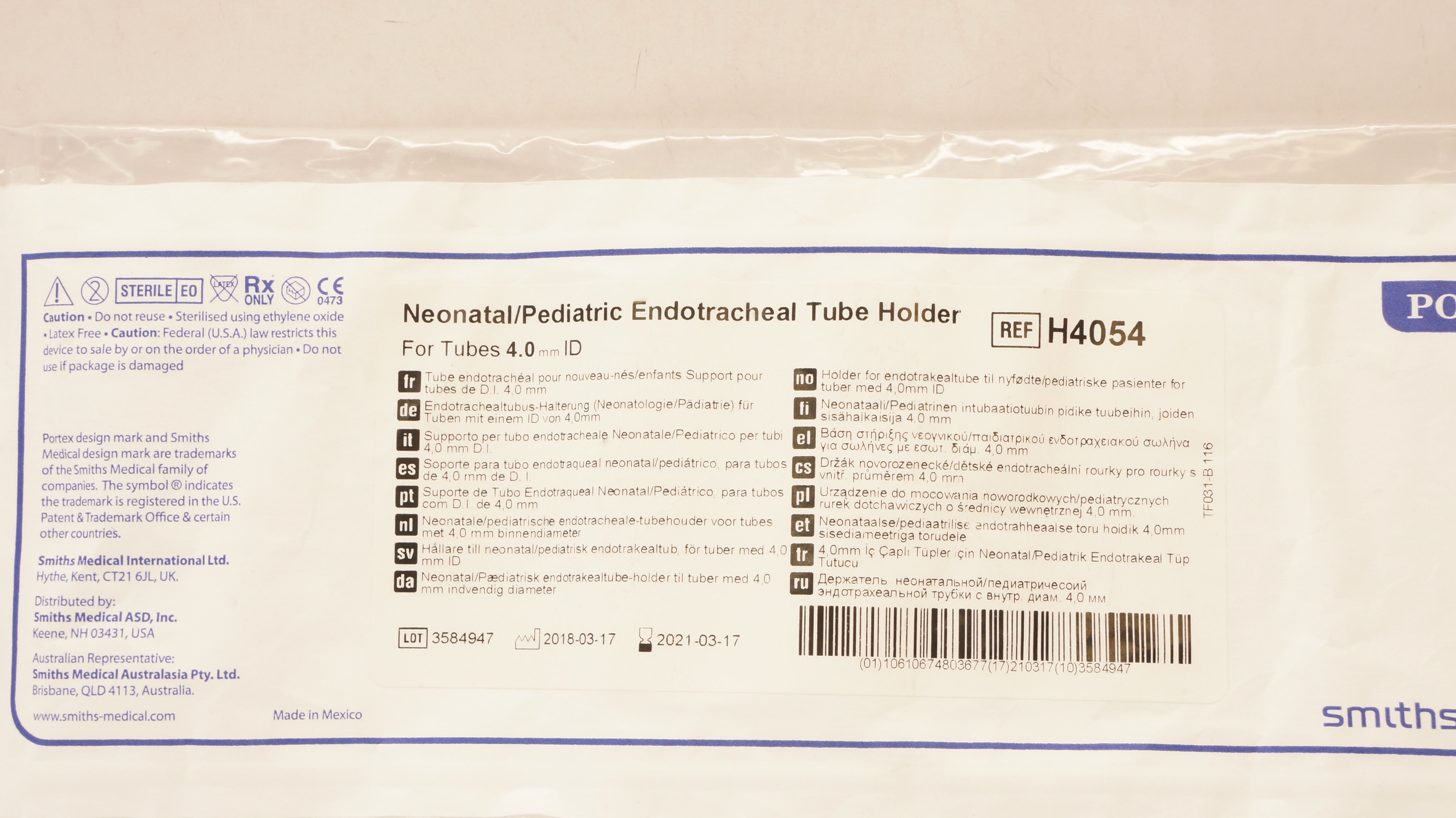 Smiths Medical H4054 Portex Neonatal/Pediatric Endotracheal Tube Holder (x)