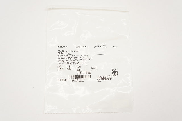 Biomet FP16 Peg Fully Threaded 2.5mm x 16mm
