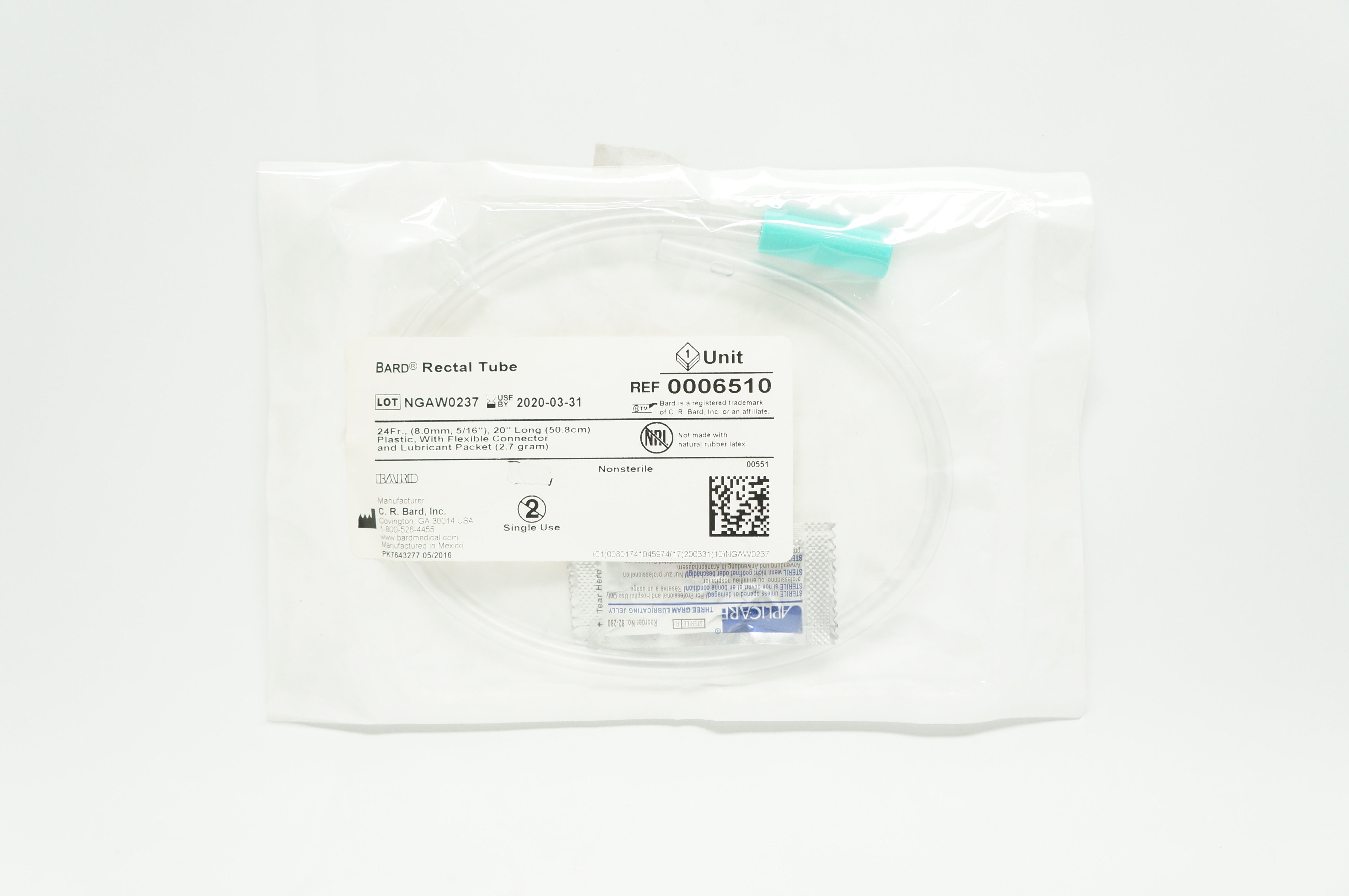 Bard 0006510 Rectal Tube 24Fr, 20 inch Long, 2.7 gram (x)