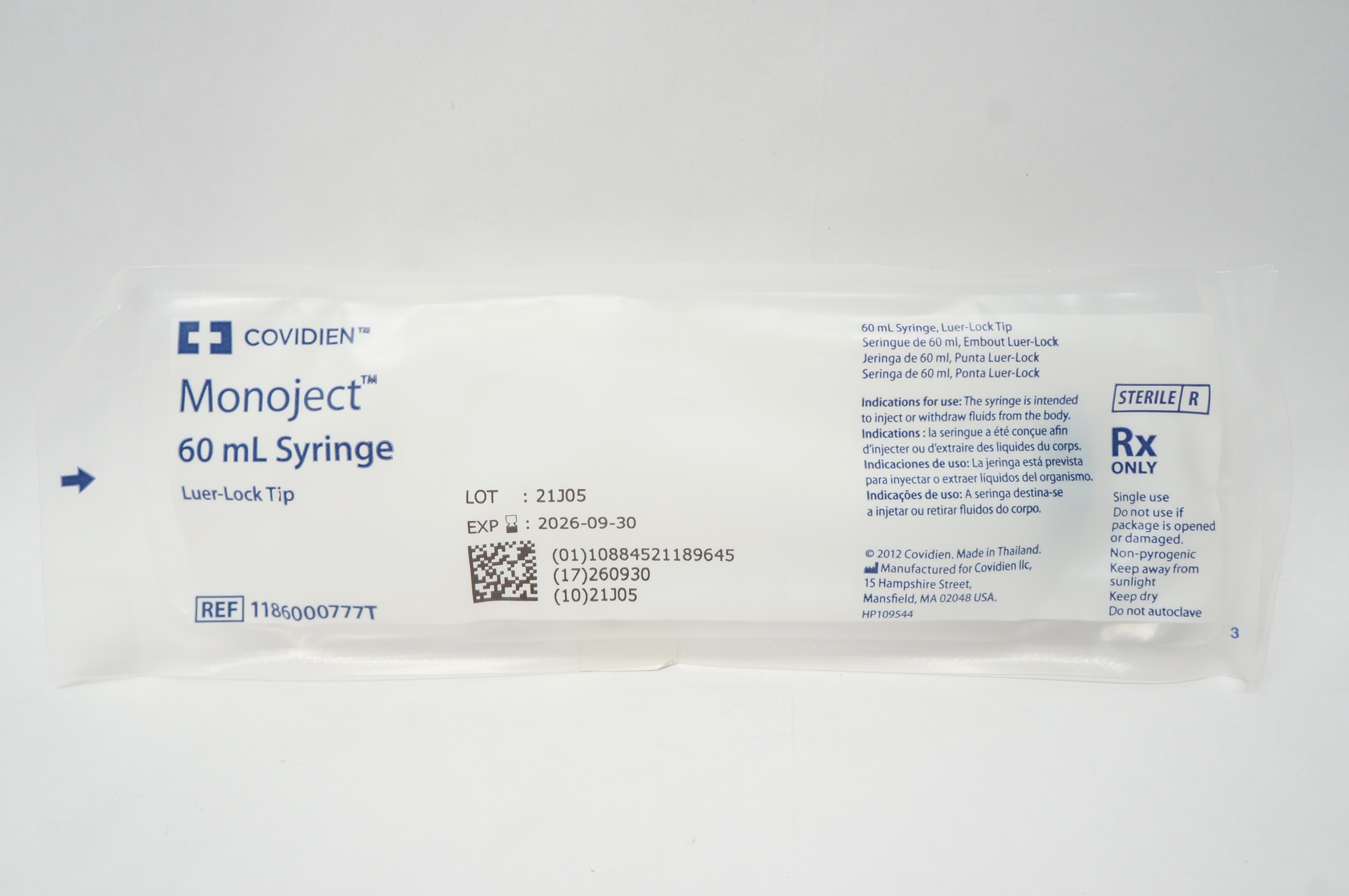 Covidien 1186000777T Monoject 60ml Syringe Luer-Lock Tip