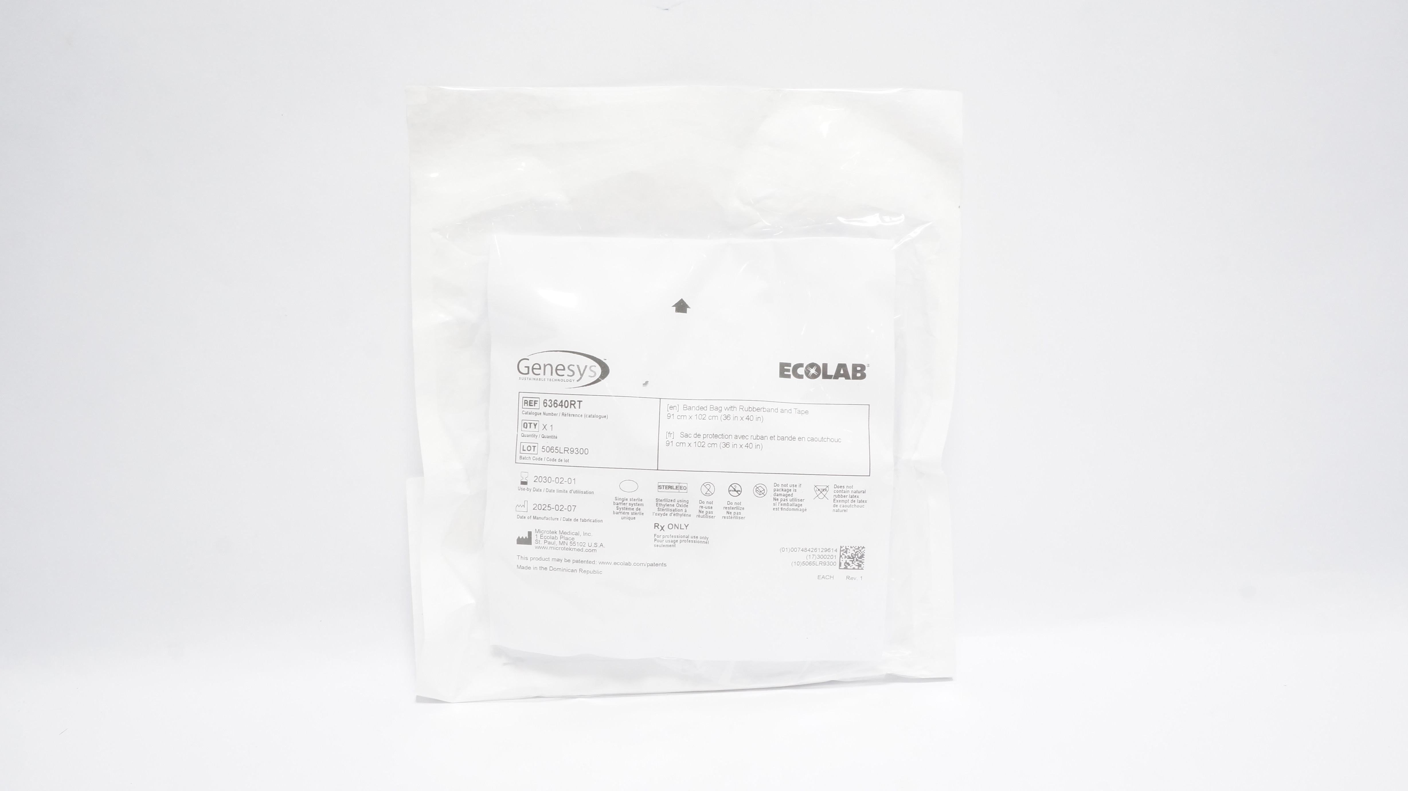 Microtek Medical 63640RT Genesys Banded Bag  w/Rubber Band & Tape 36 x 40in (x)