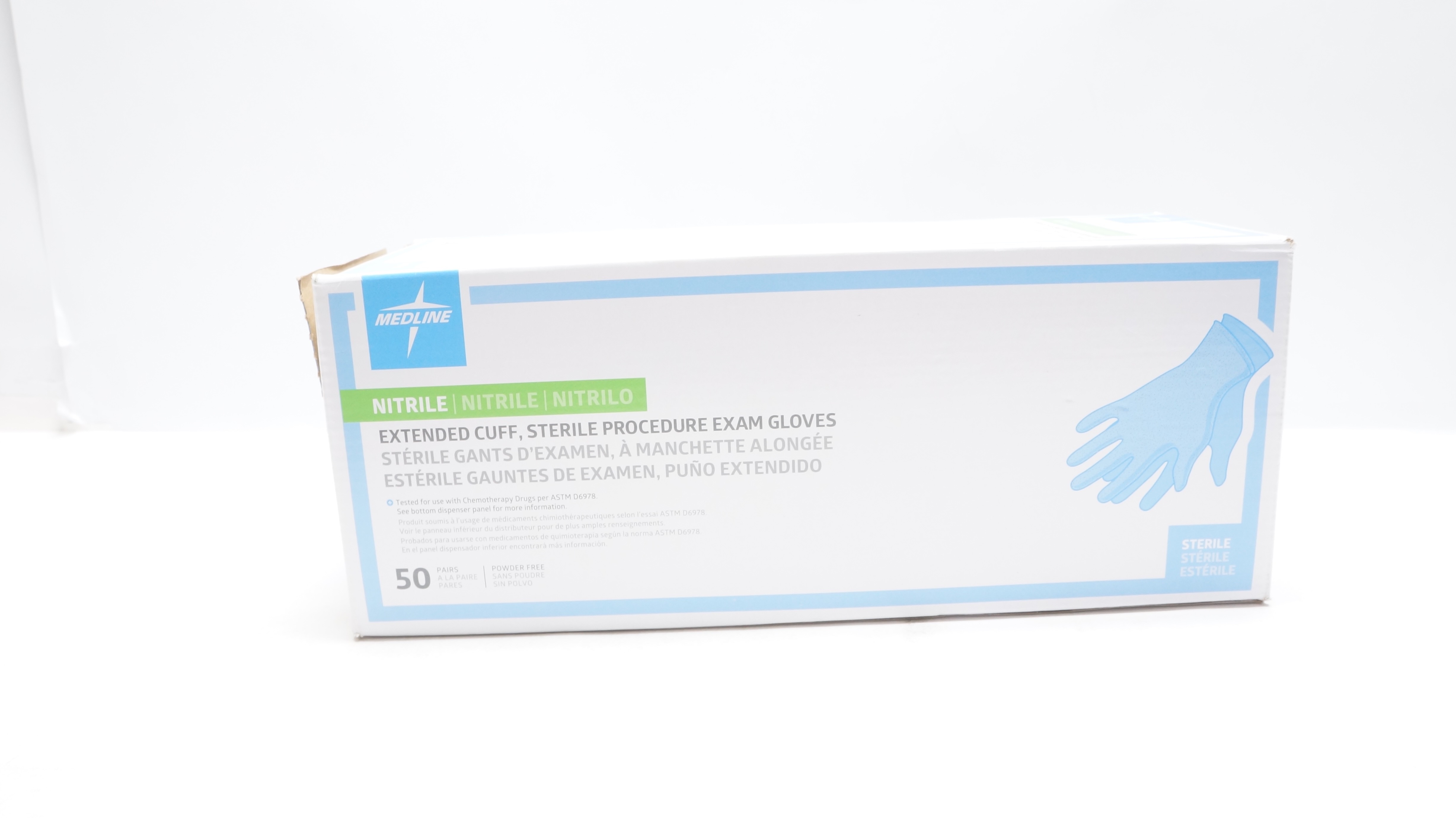 Medline MDS198416 Extended Cuff,Sterile Procedure Exam Gloves L 8 8/5- Box of 50