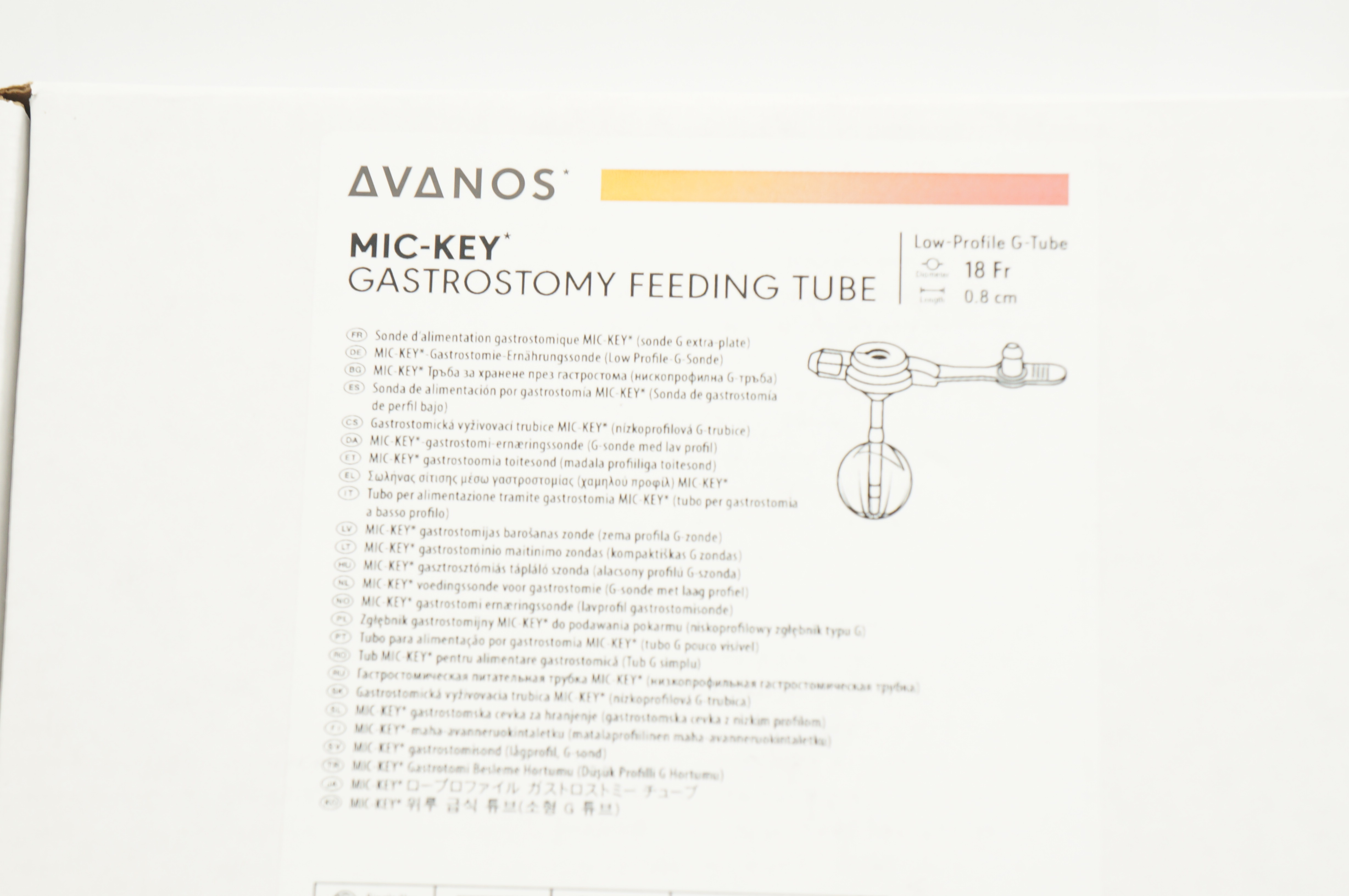 Avanos 0120-18-0.8 MIC-KEY Gastrostomy Feeding Tube G-Tube 18Fr x 0.8cm (x)