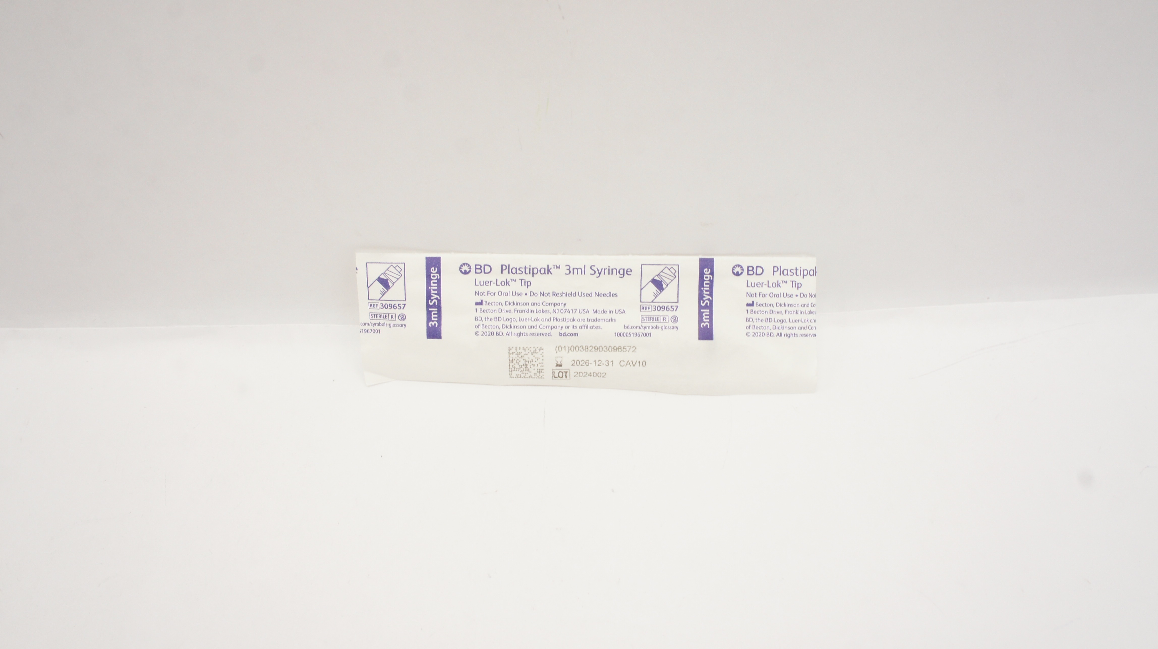 BD 309657 Plastipak Luer-Lok Tip 3mL Syringe