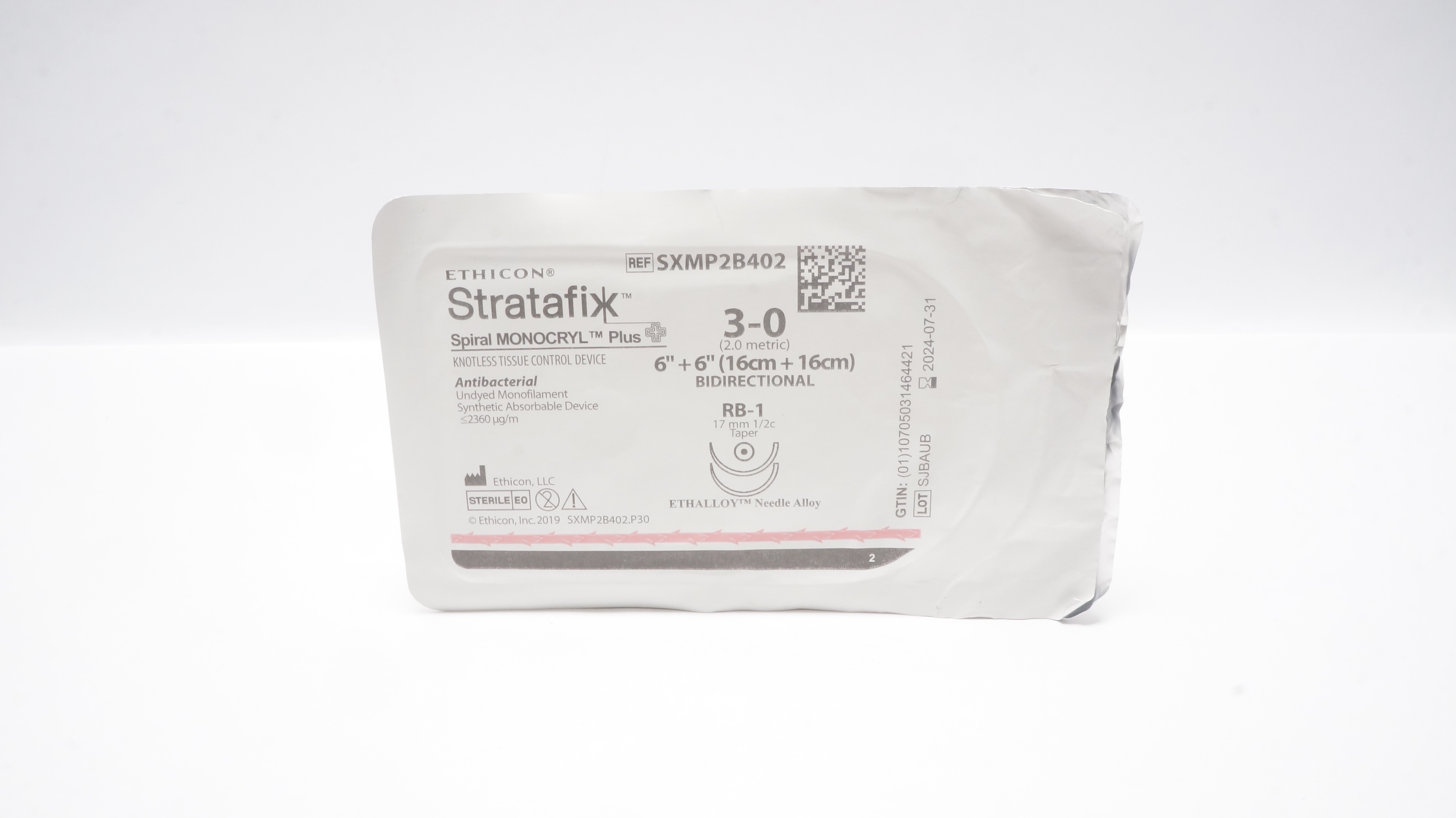 Ethicon SXMP2B402 3-0 Stratafix Spiral Monocryl RB-1 17mm 1/2c Taper 6inch (x)