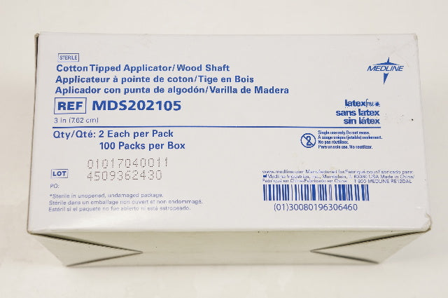 Medline MDS202105 Cotton Tipped Applicator/Wood Shaft 3inch - Box of 100