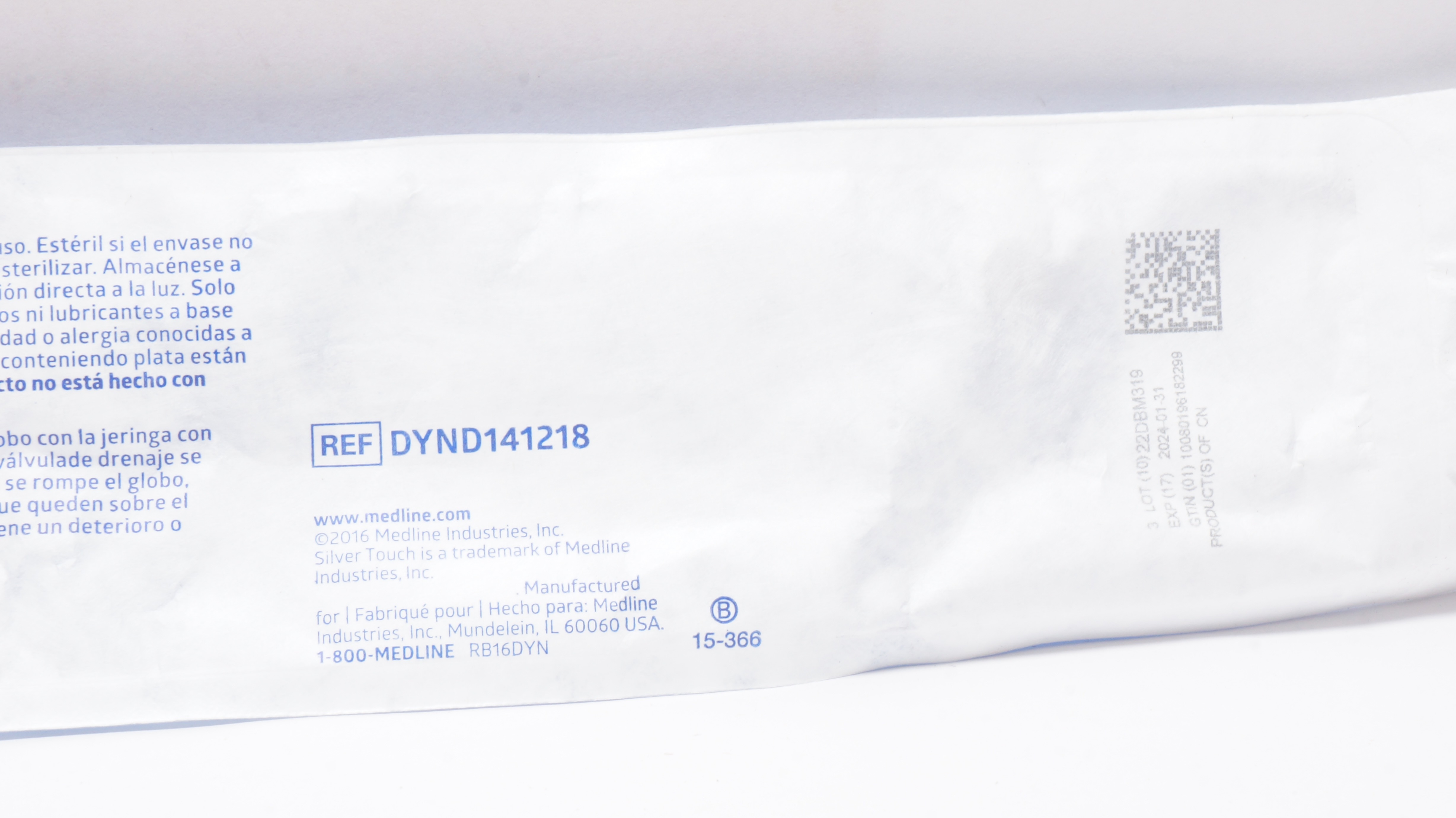 Medline DYND141218 SilverTouch 100% Silicone Foley Cath. 2-Way 18Fr x 30mL