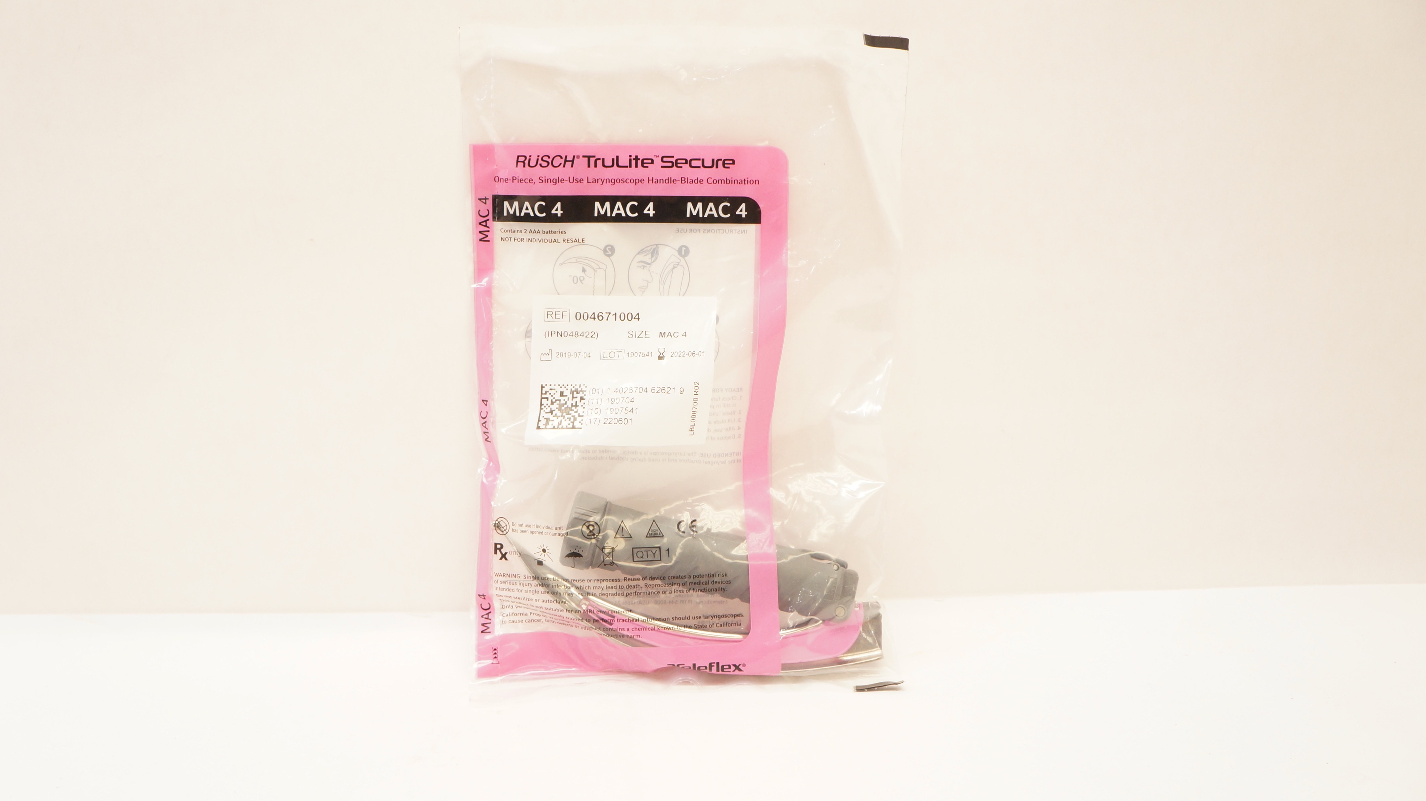 Teleflex 004671004 TruLite Secure Laryngoscope Handle-Blade Combination MAC 4(x)
