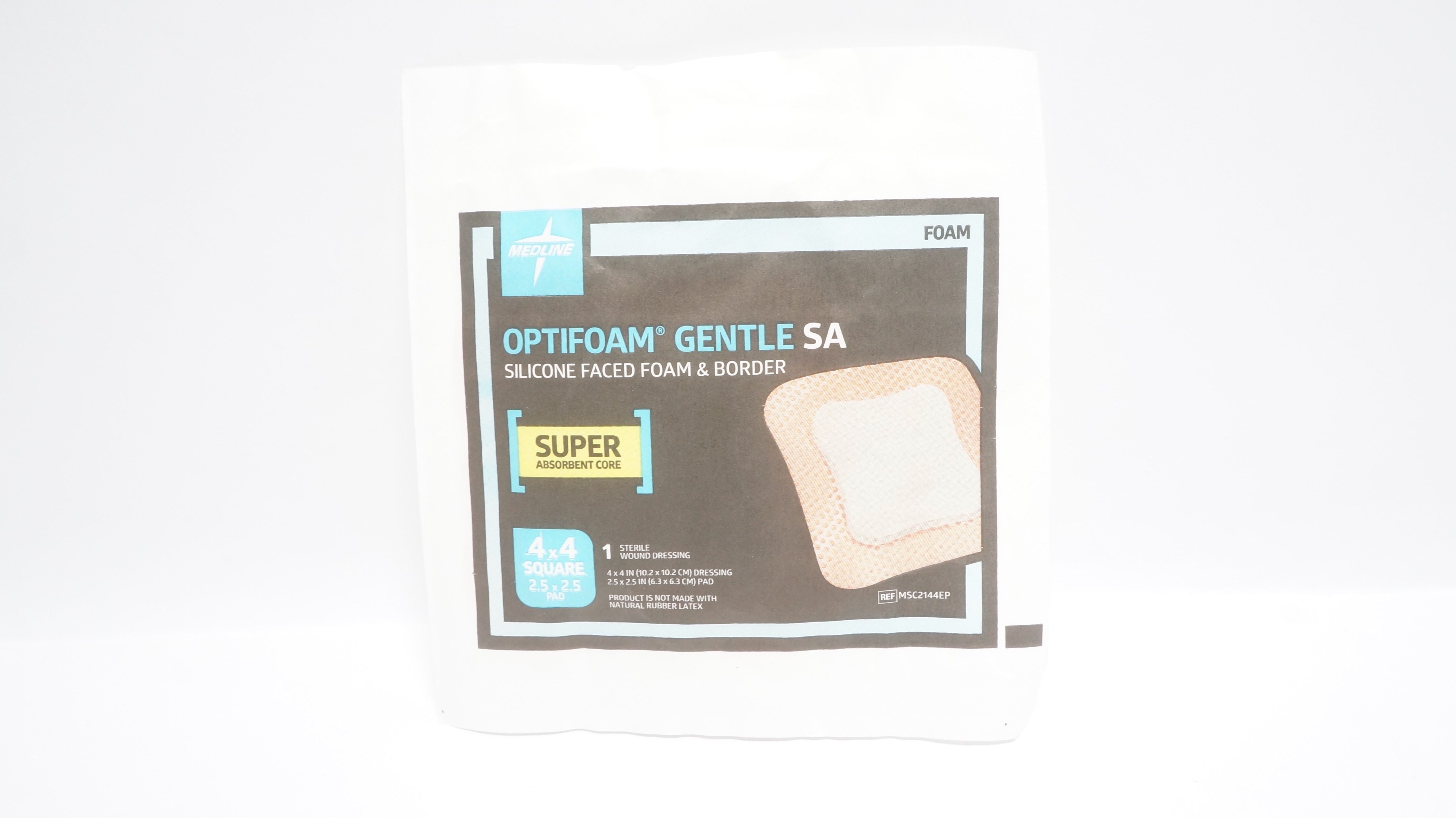 Medline MSC2144EP OPTIFOAM GENTLE SA Silicone Wound Dressing 4inch x 4inch