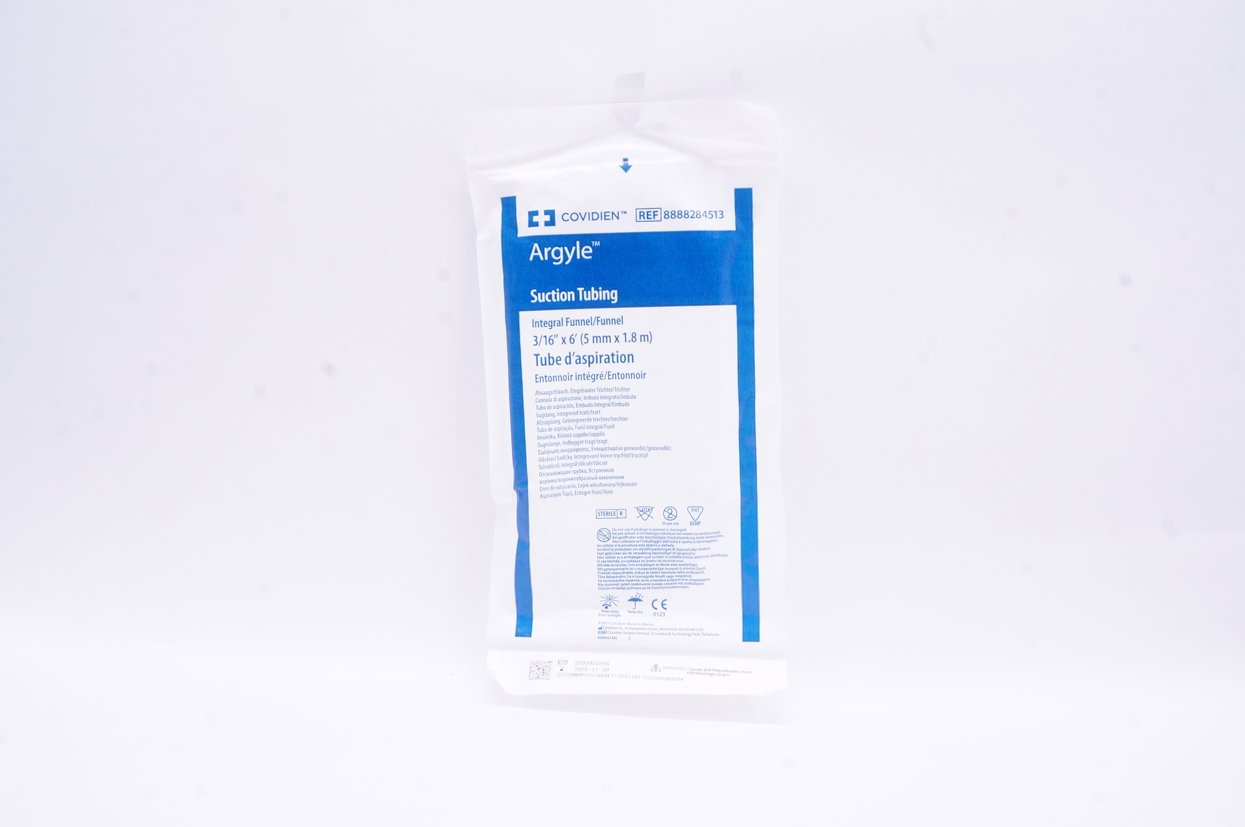 Covidien 8888284513 Argyle Suction Tubing Integral Funnel/Funnel 3/16inch x 6ft.