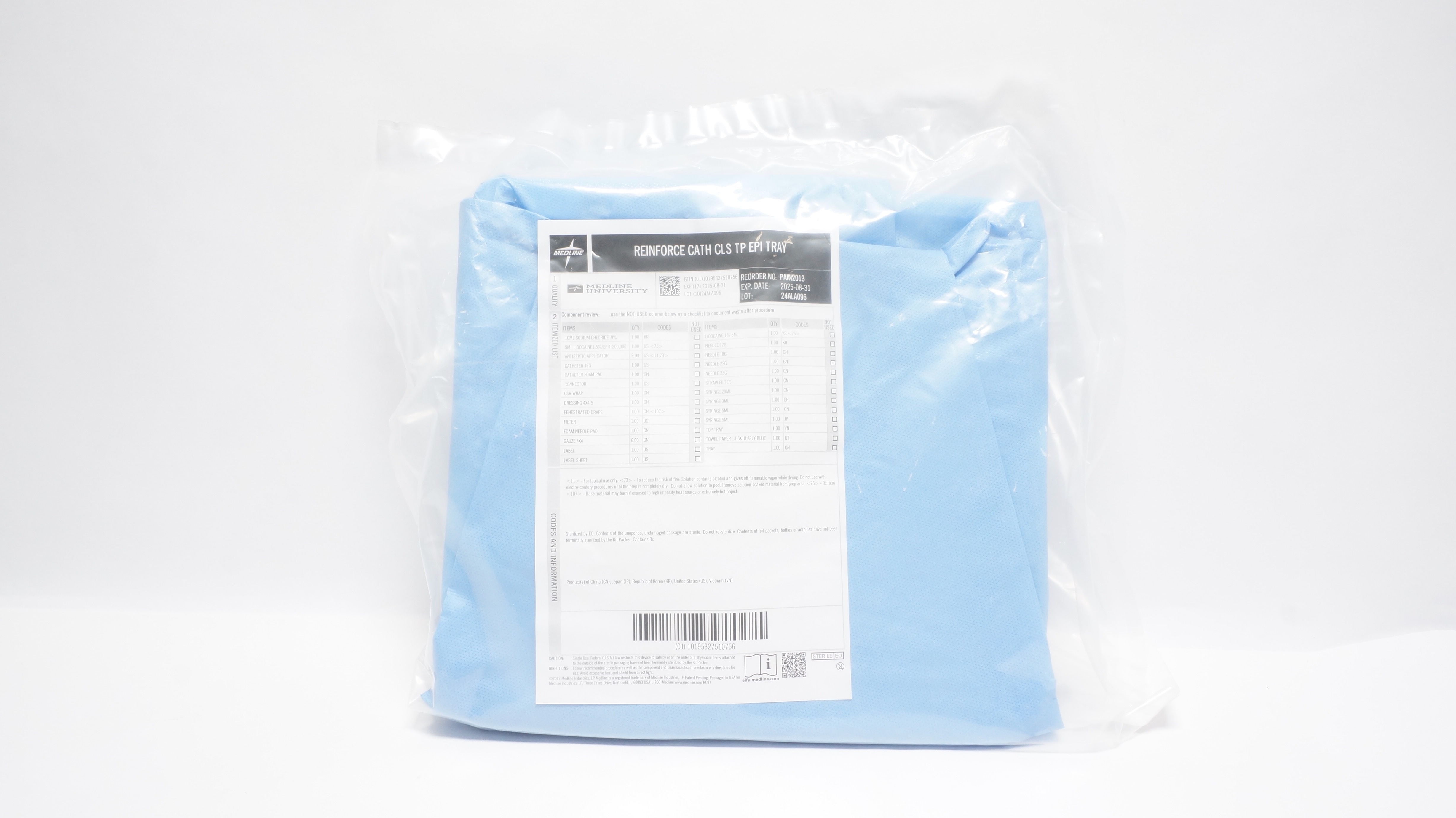 Medline PAIN2013 REINFORCE CATH CLS TP EPI TRAY (x)