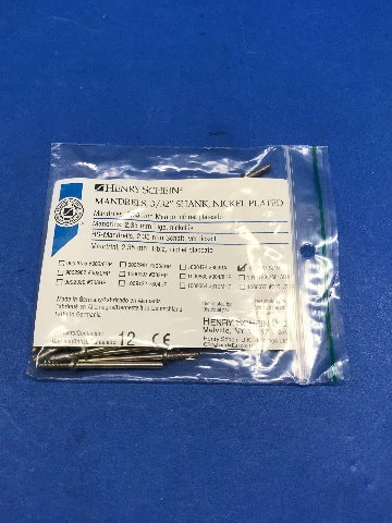 Henry Schein 100-2730 Mandrels, 3/32inch Shank, Nickel Plated ~ Pack of 12