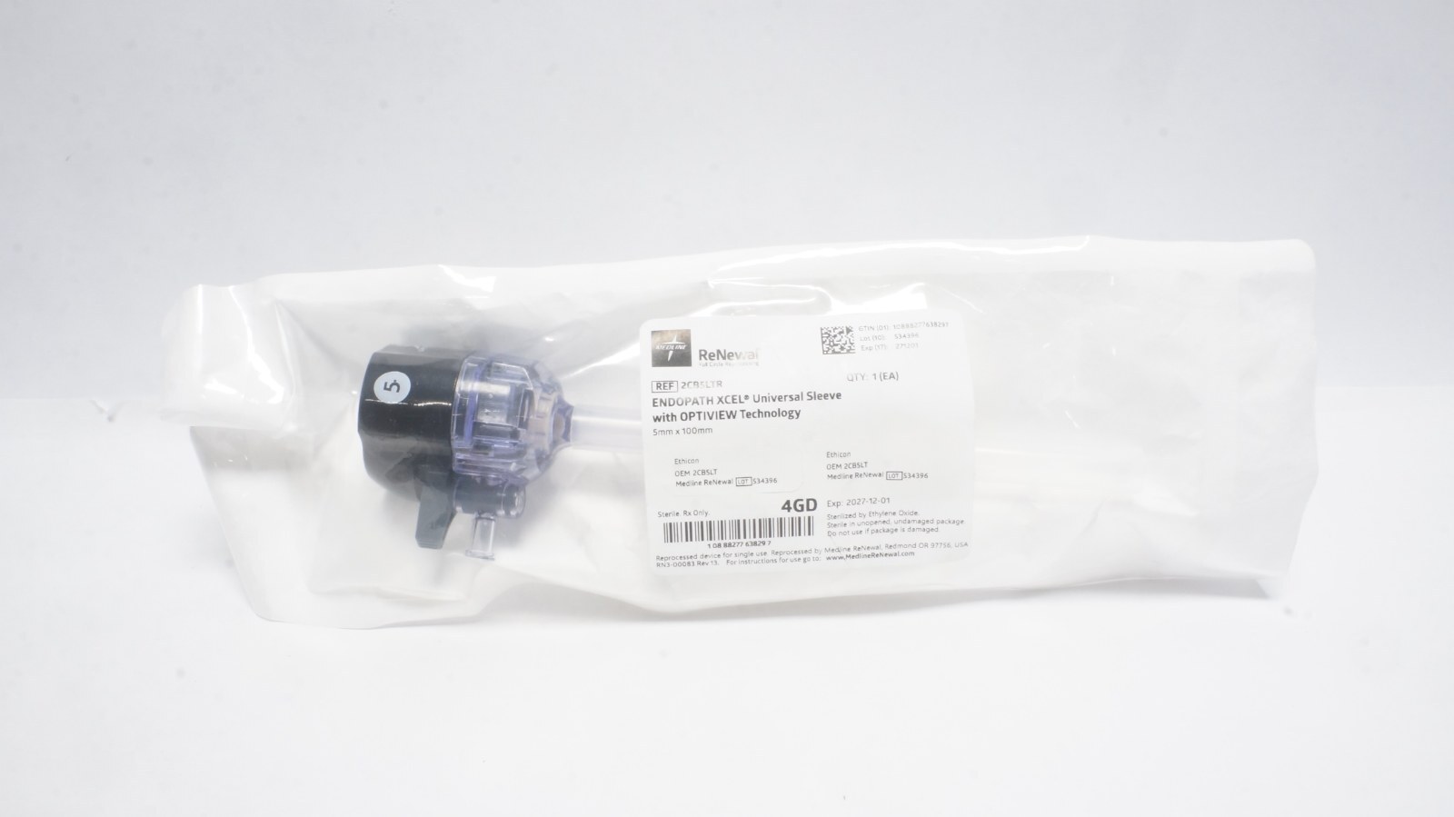 Medline ReNewal 2CB5LTR ENDOPATH XCEL Sleeve 5mm x 100mm