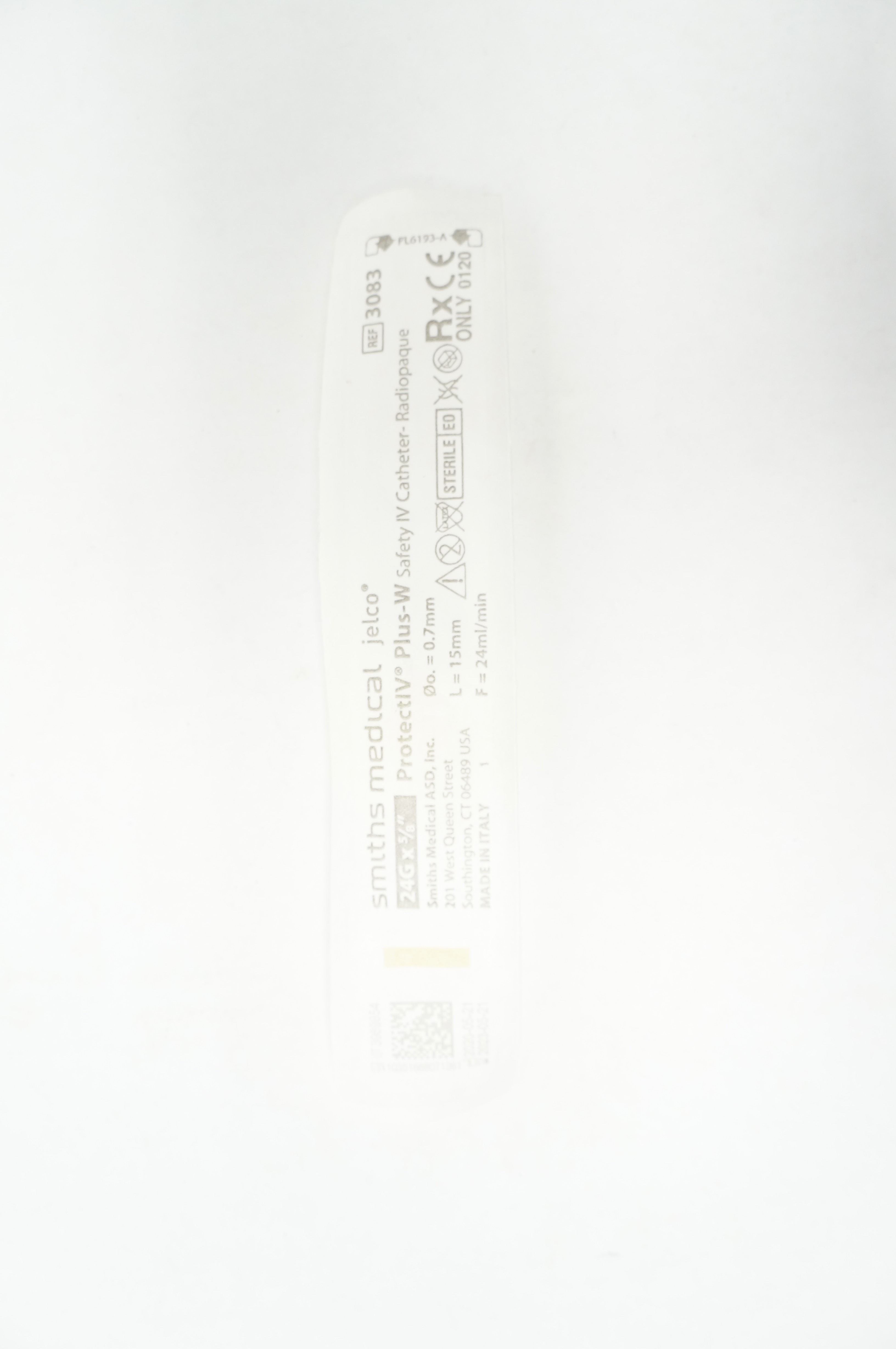 Smiths Medical 3083 Jelco Protect IV Plus-W Safety IV Cath. 24G x 5/8 inch