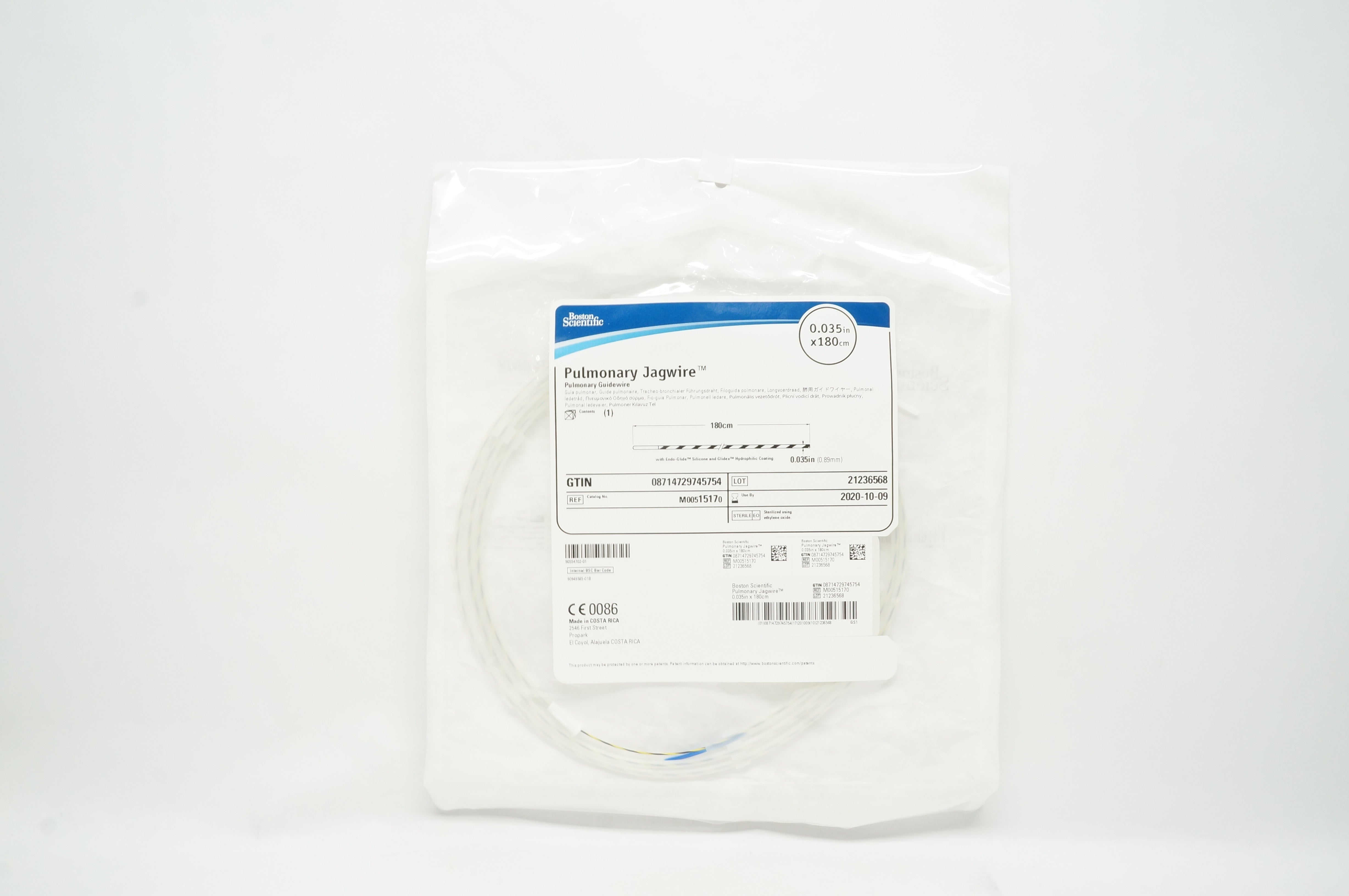 Boston Scientific M00515170 Pulmonary Jagwire Guidewire 0.035inch x 180cm (x)
