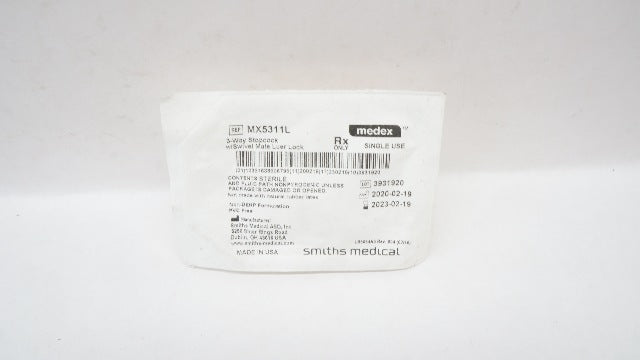 Smiths Medical MX4311L Medex 3 Way Stopcock w/Swivel Male Luer Lock (x)
