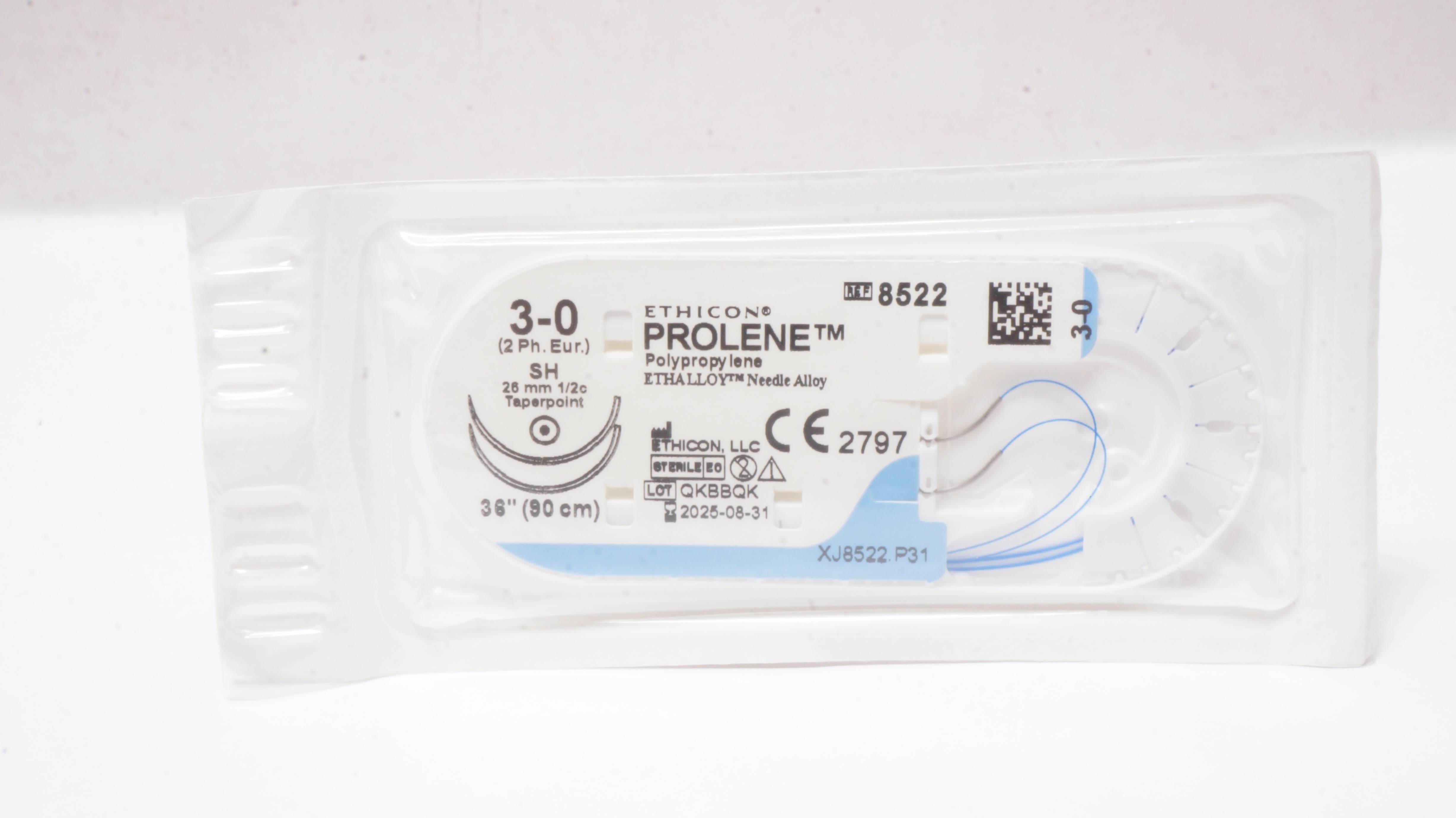 Ethicon 8665 3-0 PROLENE, FS-2, 19mm 3/8c Reverse Cutting, 18inch
