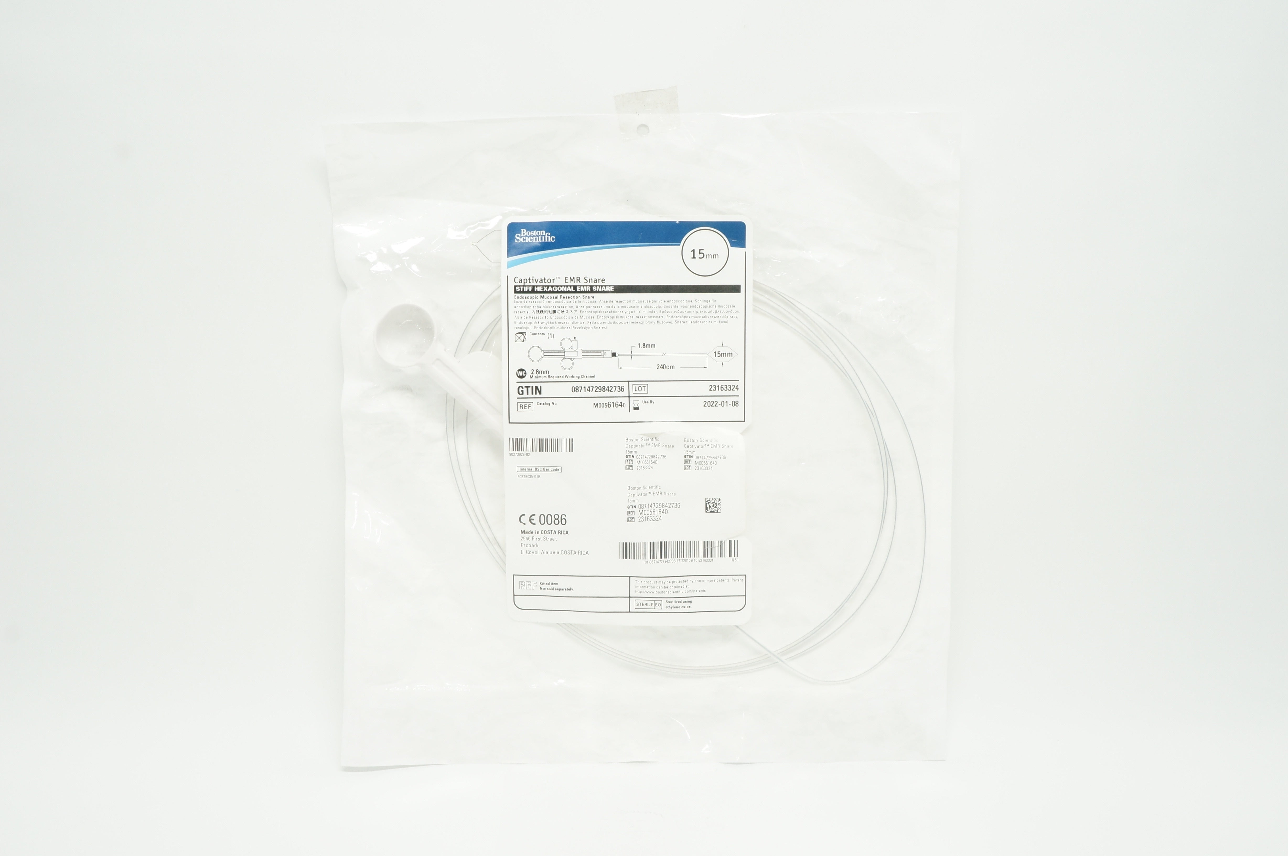 Boston Scientific 6164 Captivator EMR Snare Stiff Hexagonal 15mm x 240cm