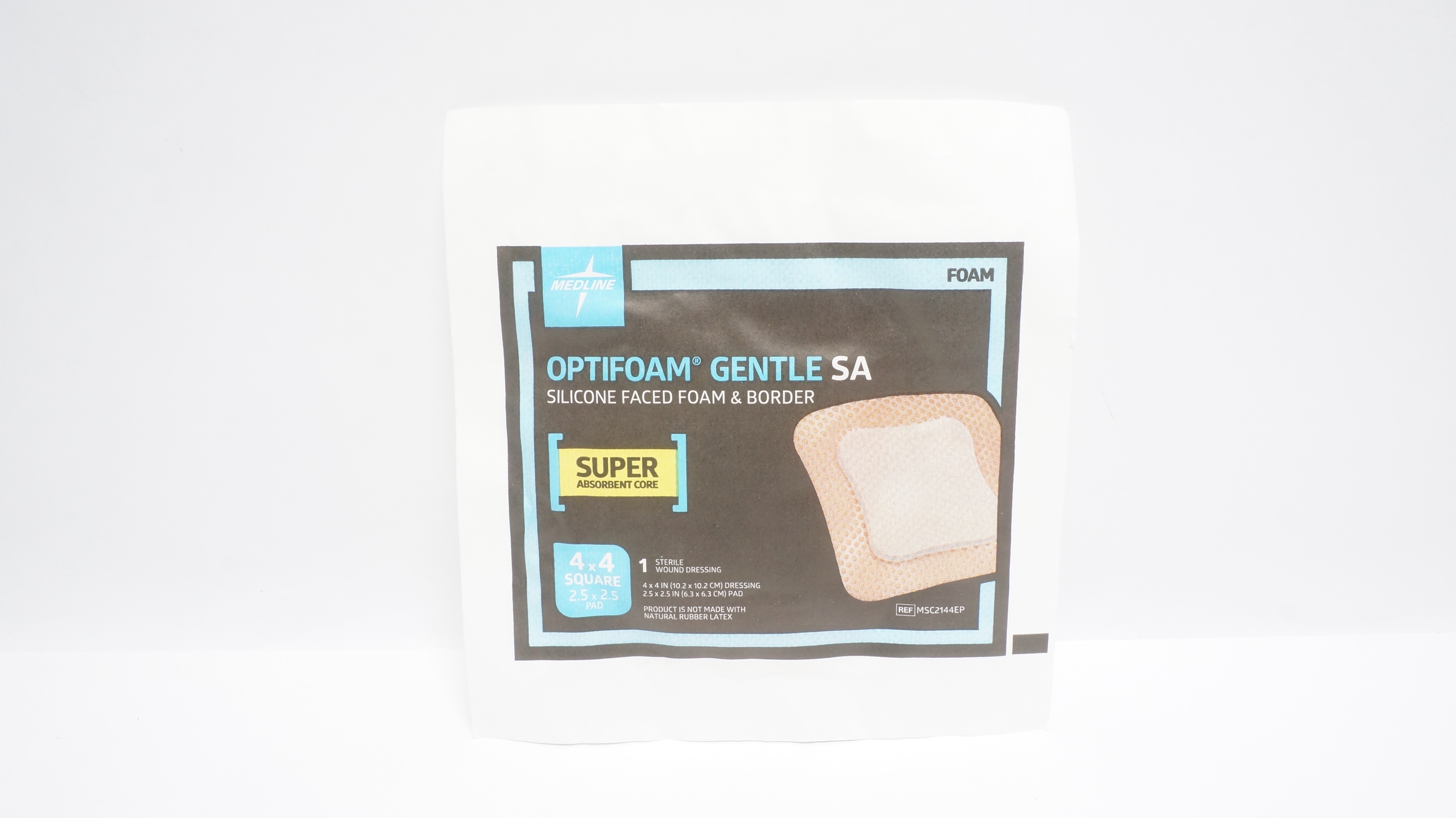 Medline MSC2144EP OPTIFOAM GENTLE SA Silicone Faced Foam&Border 4 x 4inch (x)