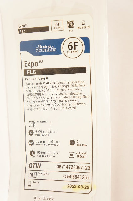 Boston Scientific H74908641251 Expo Femoral Left 6 Angiographic Cath. 6F (x)
