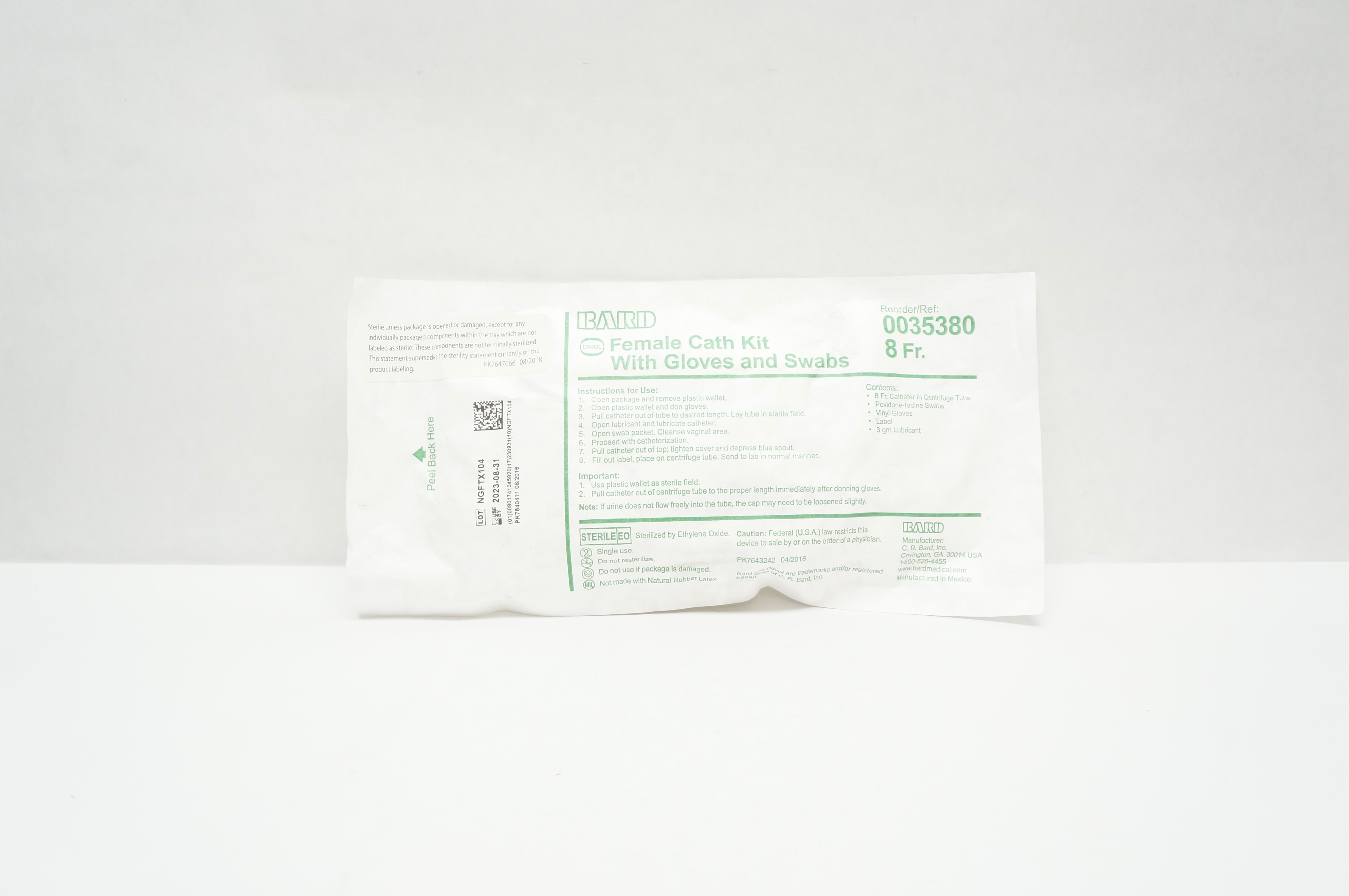 Bard 0035380 Female Cath Kit With Gloves and Swabs 8Fr (x)