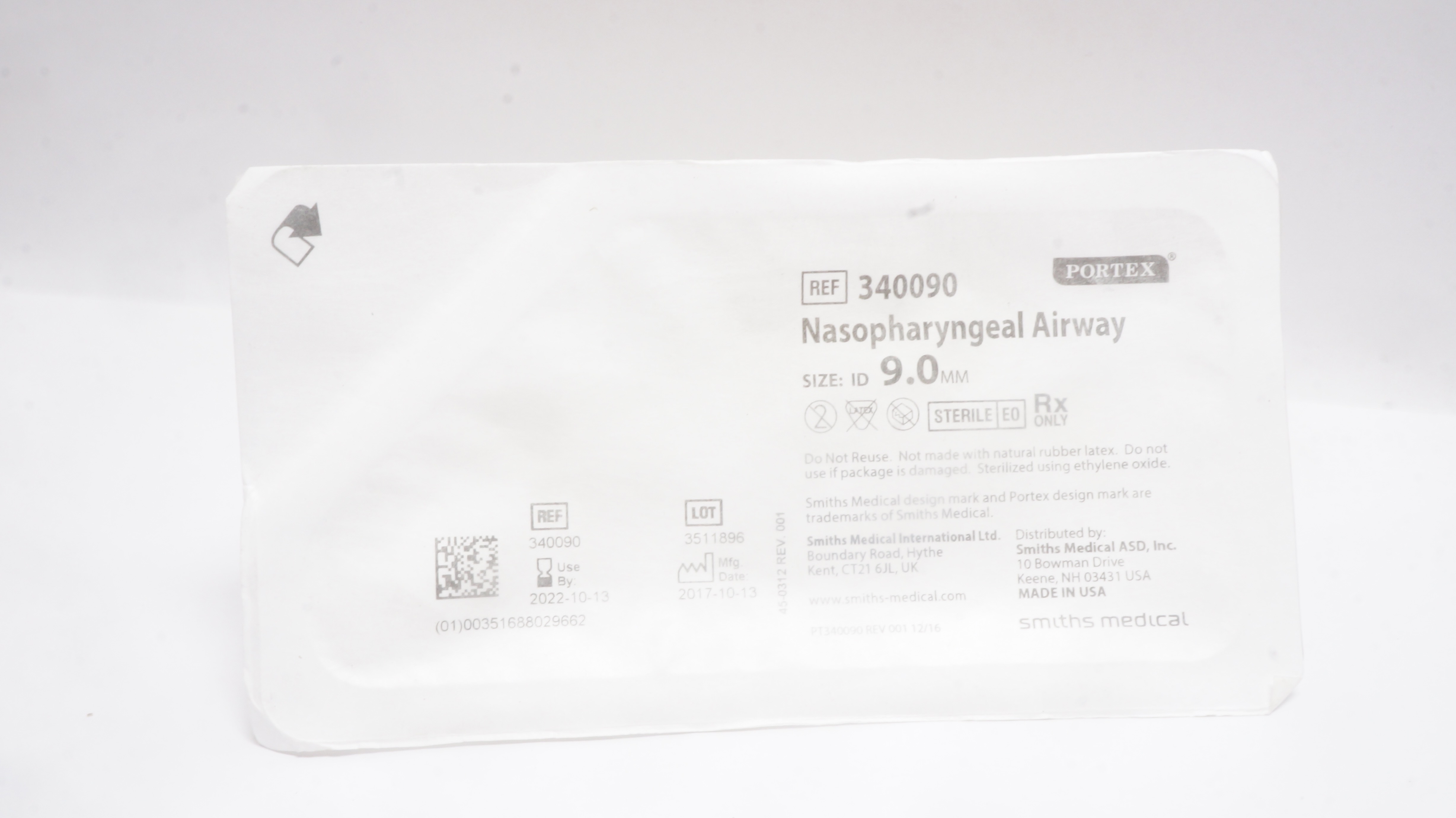 Smiths Medical 340090 Portex Nasopharyngeal Airway ID 9.0mm (x)