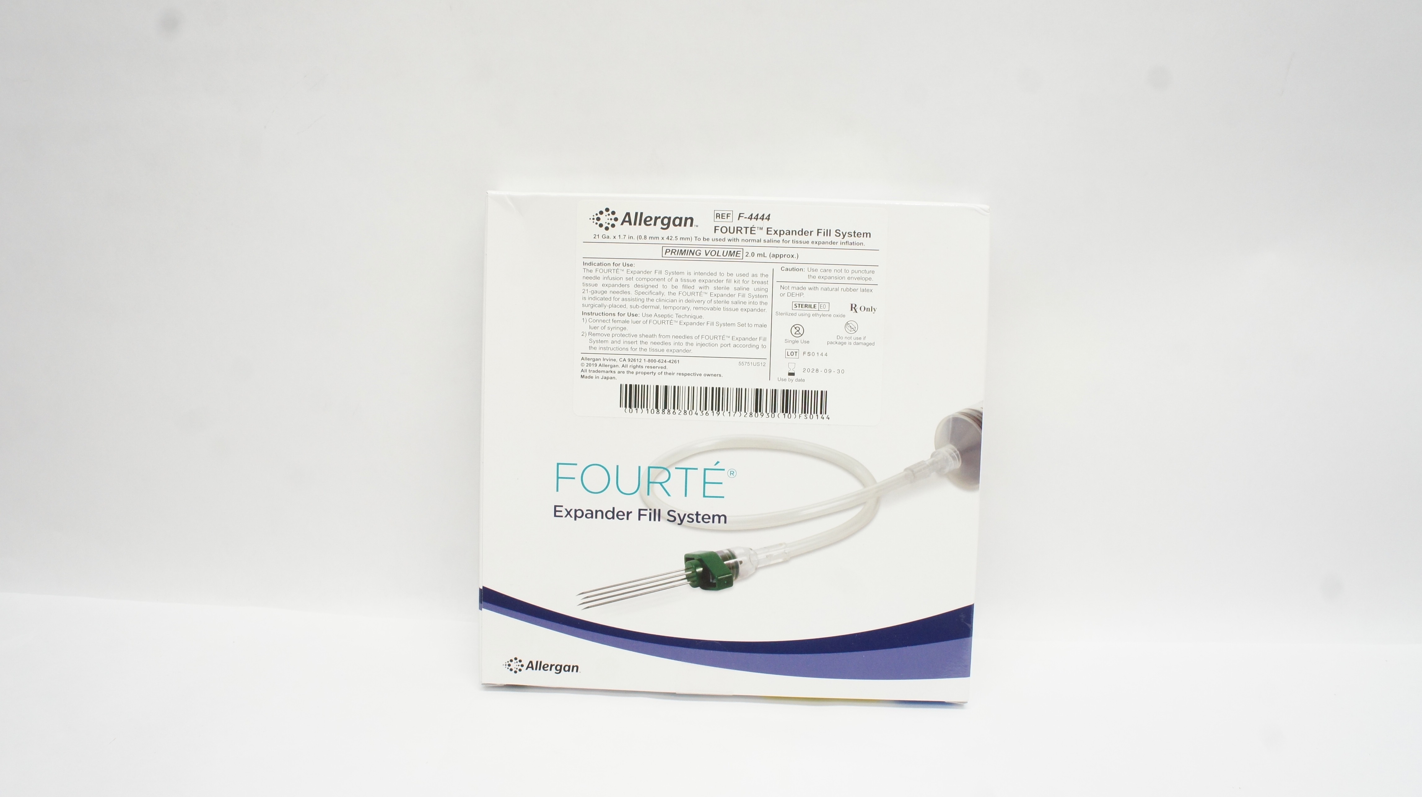 Allergan F-4444 Fourte Expander Fill System 21 Ga x 1.7inch Priming Vol. 2.0mL