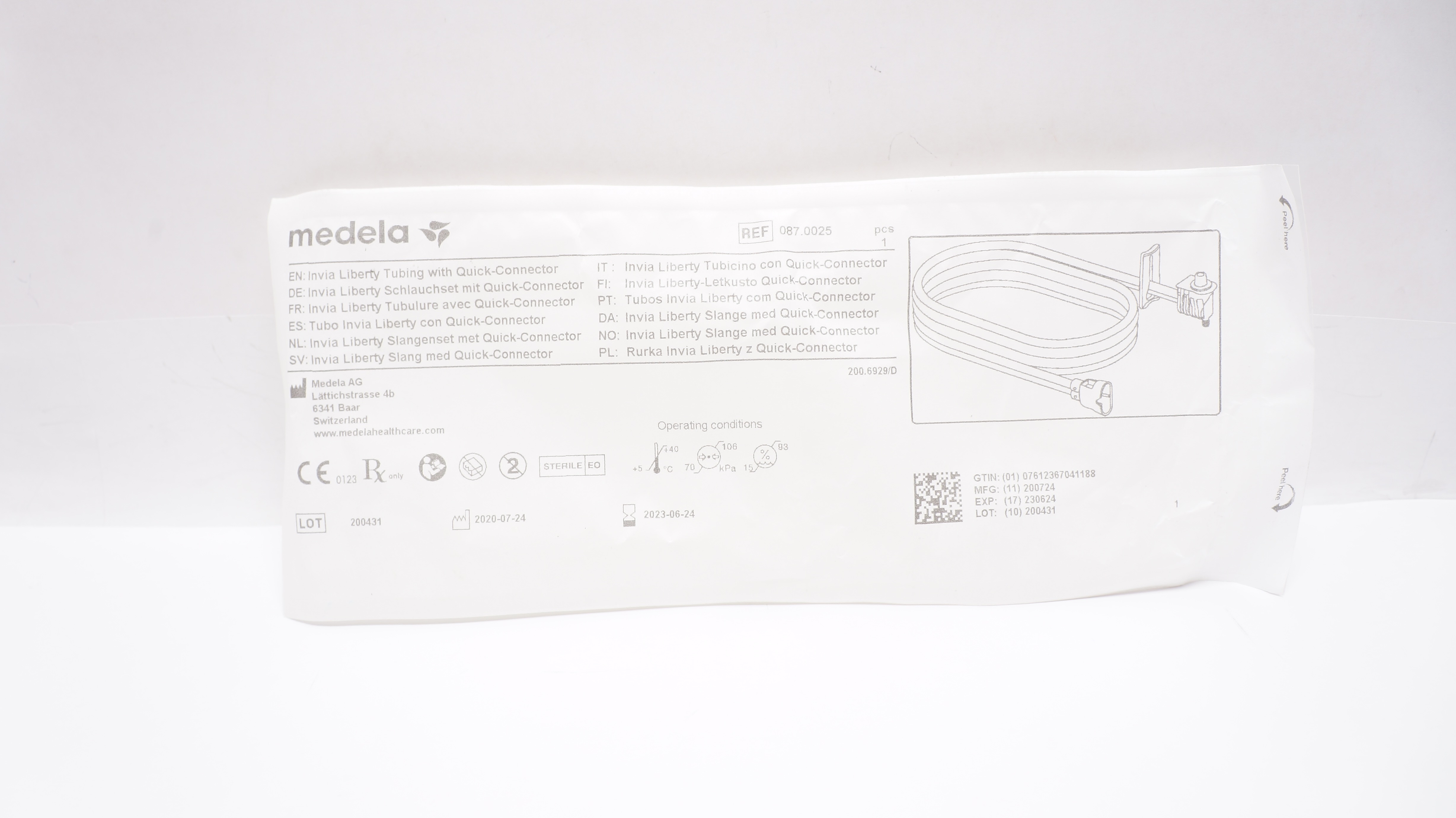 Medela 087.0025 Invia Liberty Tubing with Quick-Connector (x)