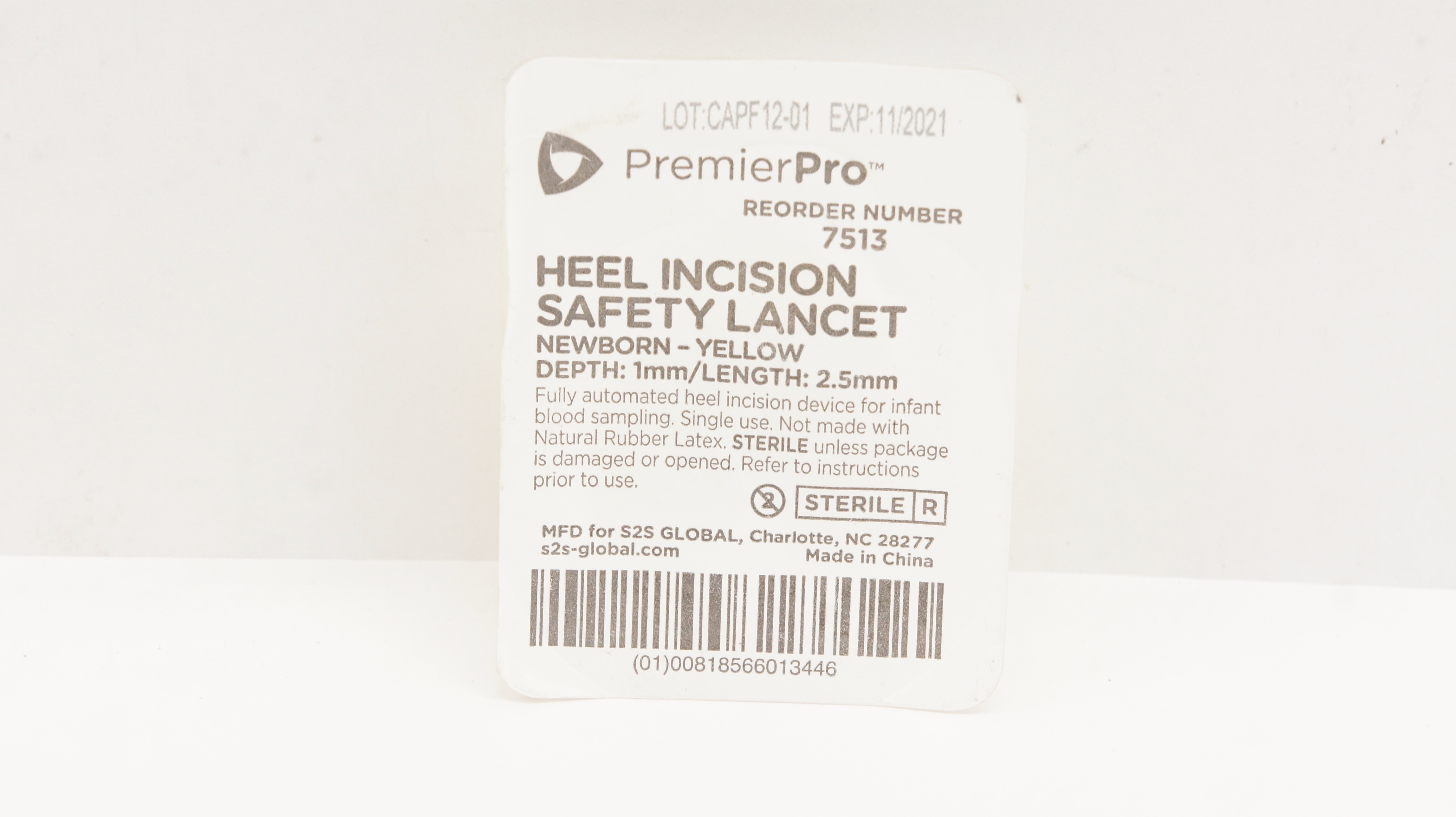 PremierPro 7513 Heel Incision Safety Lancet Newborn - Yellow 1mm x 2.5mm (x)