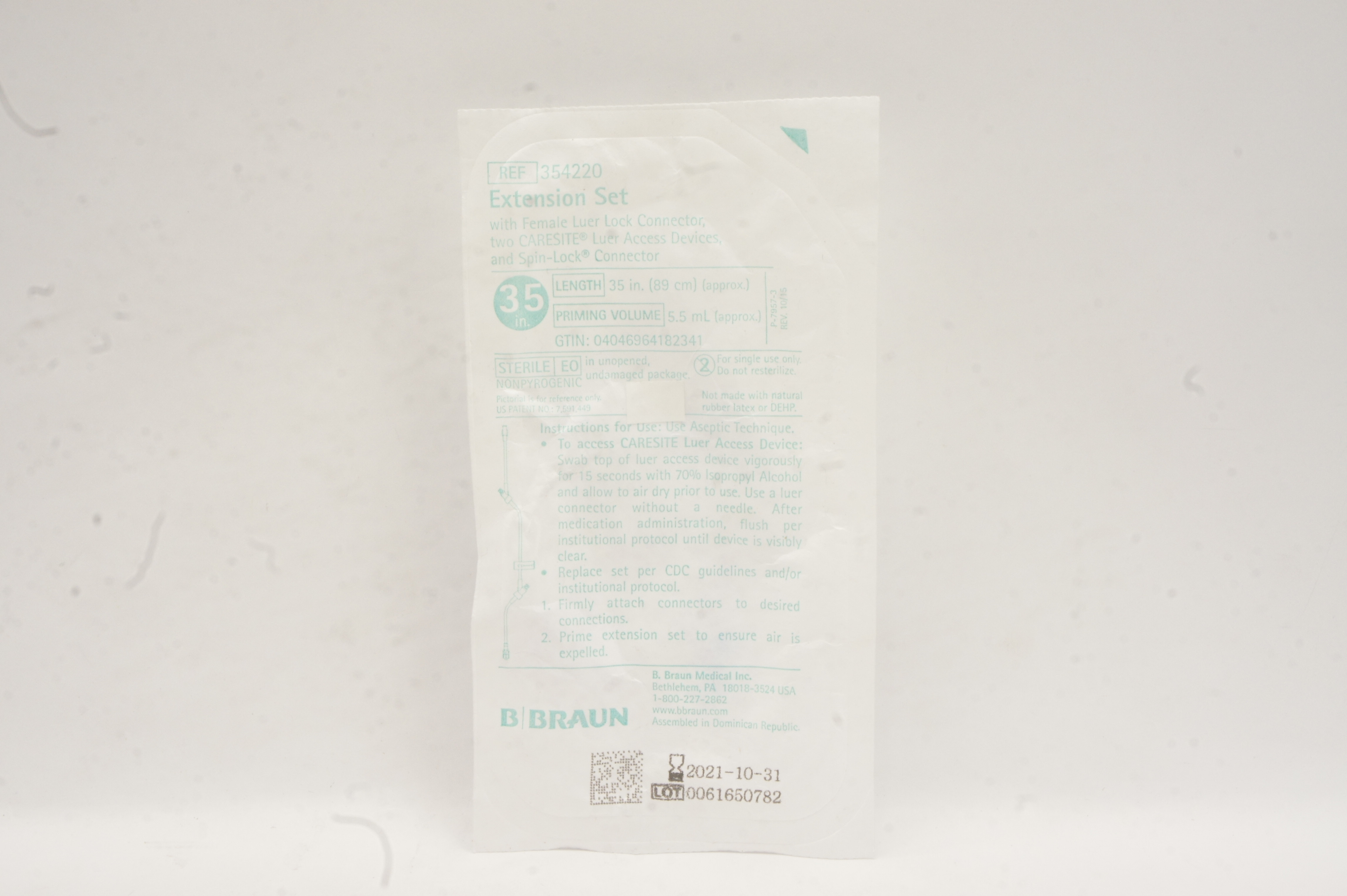 Braun 354220 Extension Set with Female Luer Lock Connector 35inch 5.5mL (x)