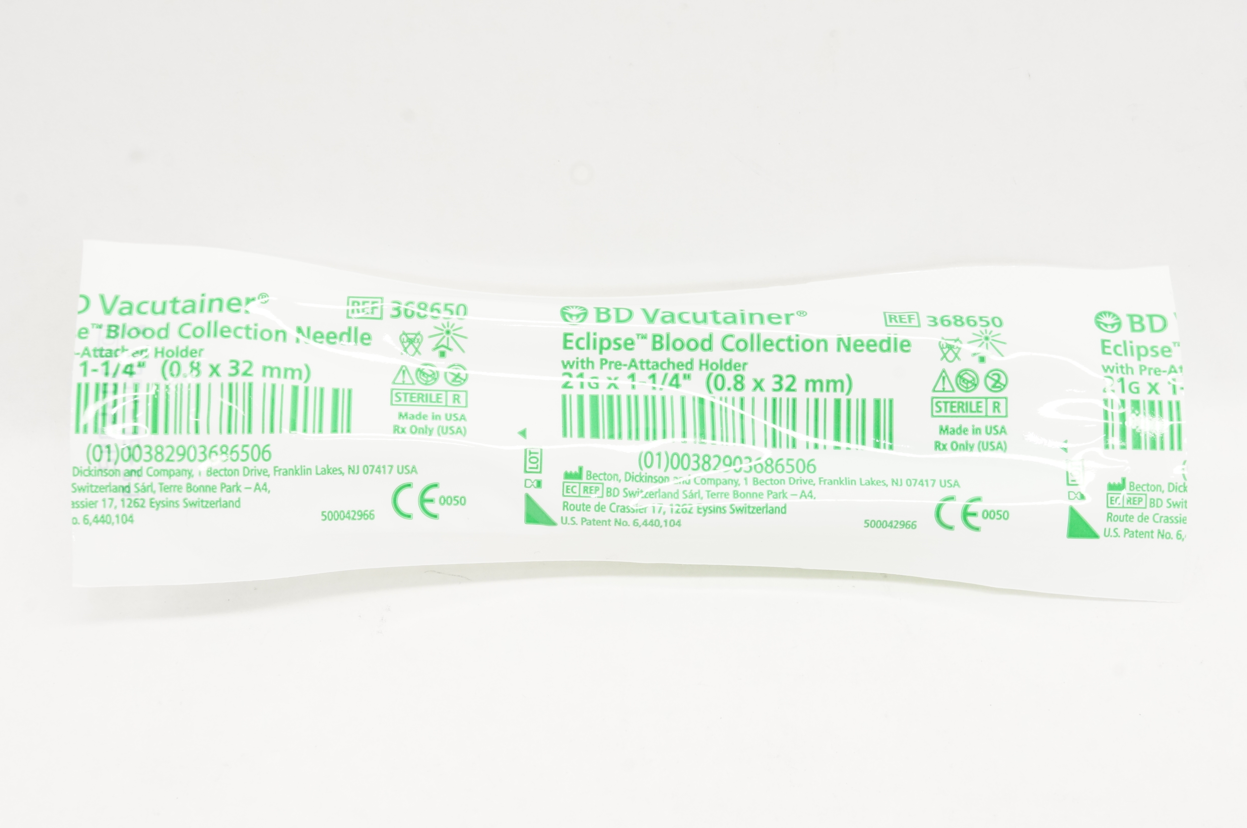 BD 368650 Vacutainer Eclipse Blood Collection Ndle 21G x 1-1/4inch