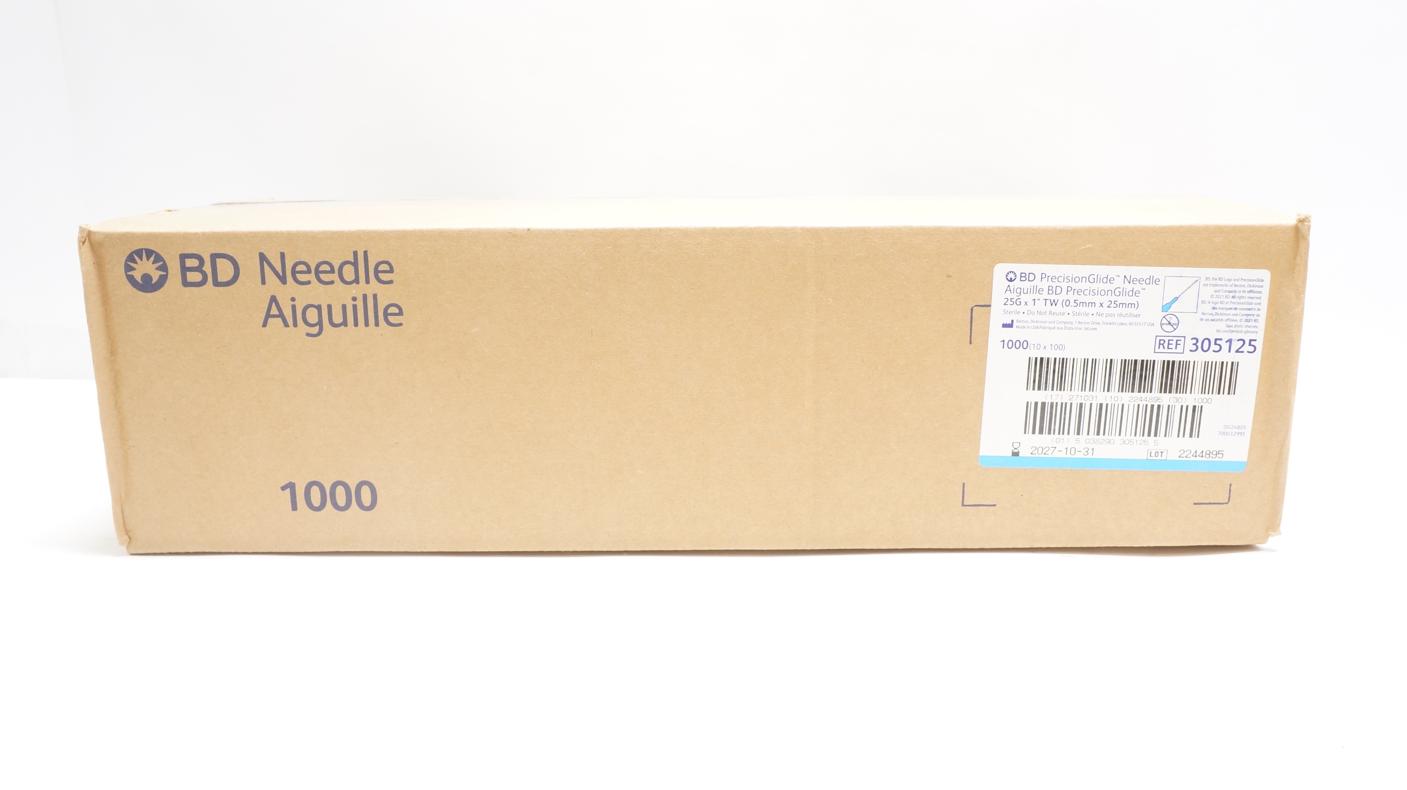 BD 305125 PrecisionGlide Ndle 25G x 1 - Box of 1000