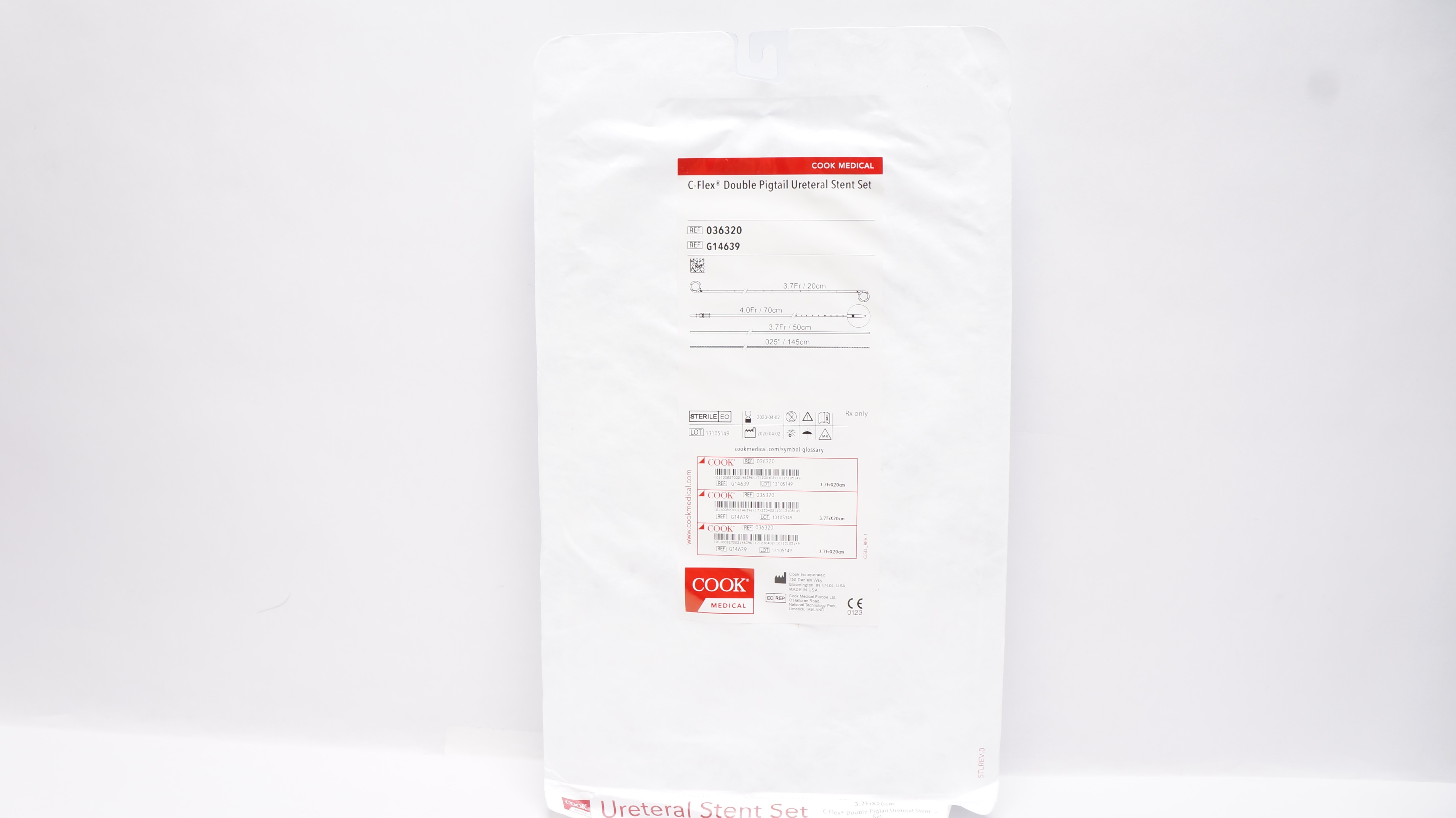 Cook Medical G14639 C-Flex DP Ureteral Stnt Set 3.7Fr x 20cm (x)
