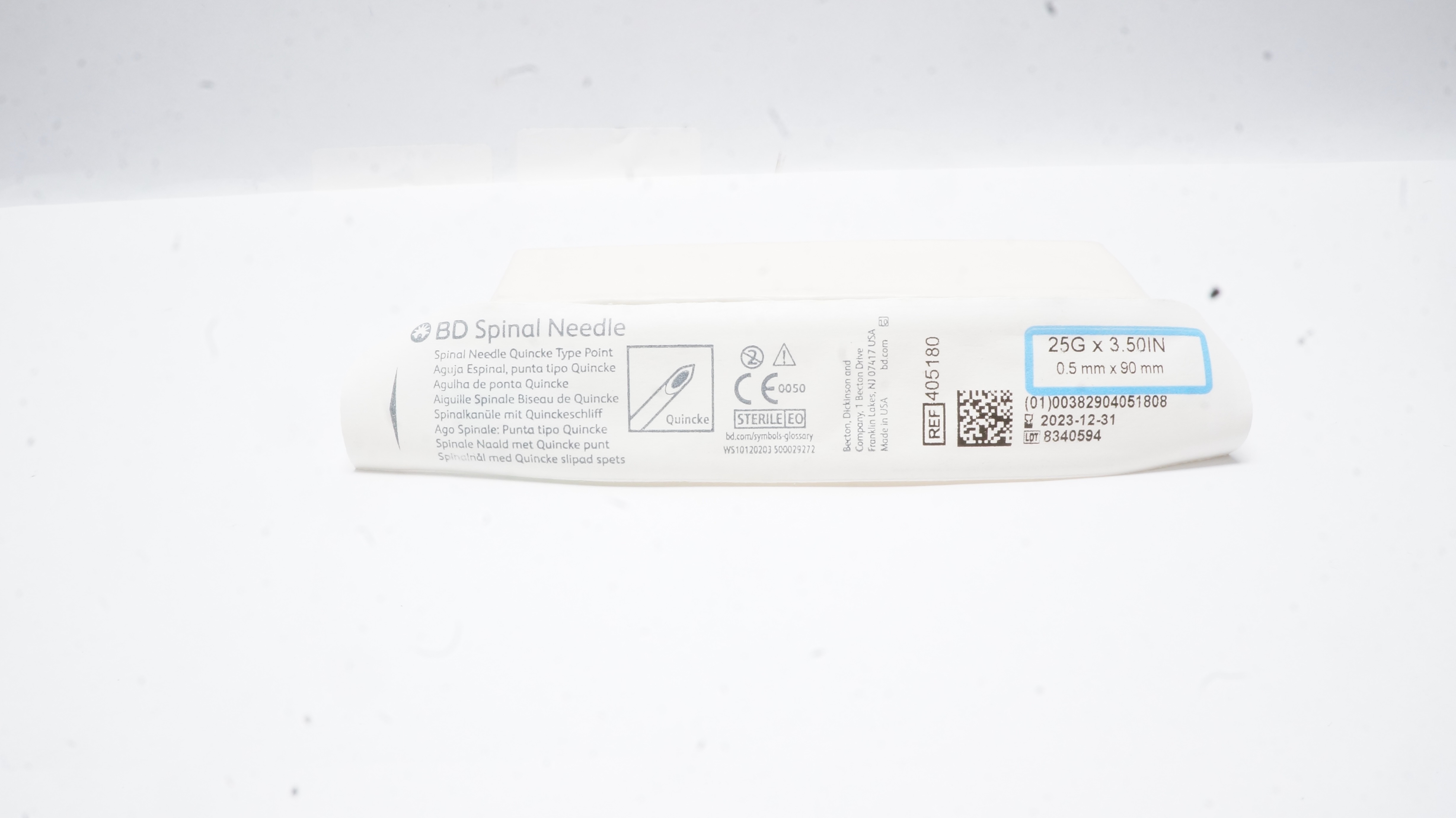 BD 405180 Spinal Ndle Quicke Type Point 25G x 3.50inch (x)
