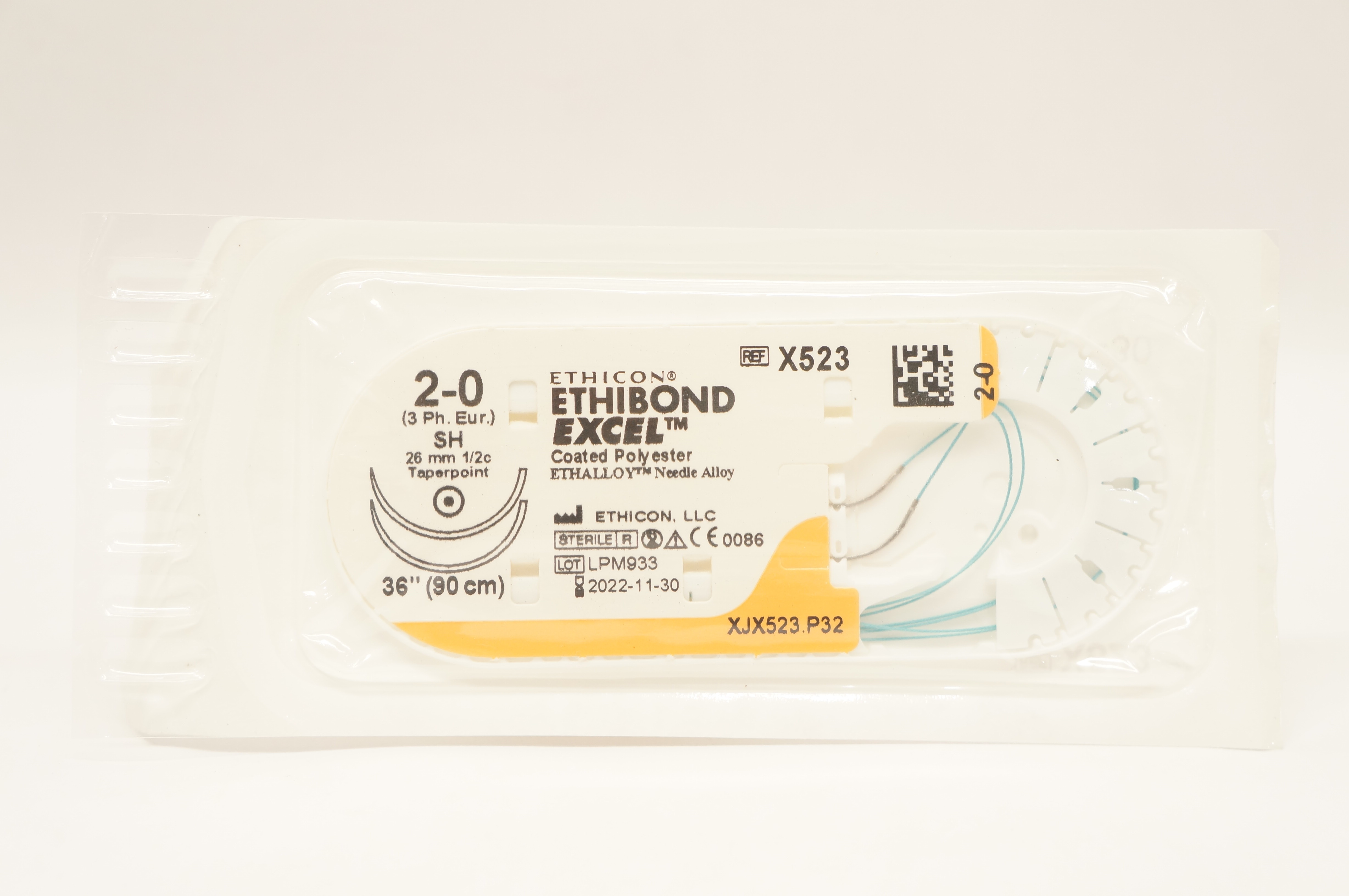 Ethicon X523 2-0 Ethibond Excel Surgical Stre SH 26mm 1/2c Taperpoint, 36inch