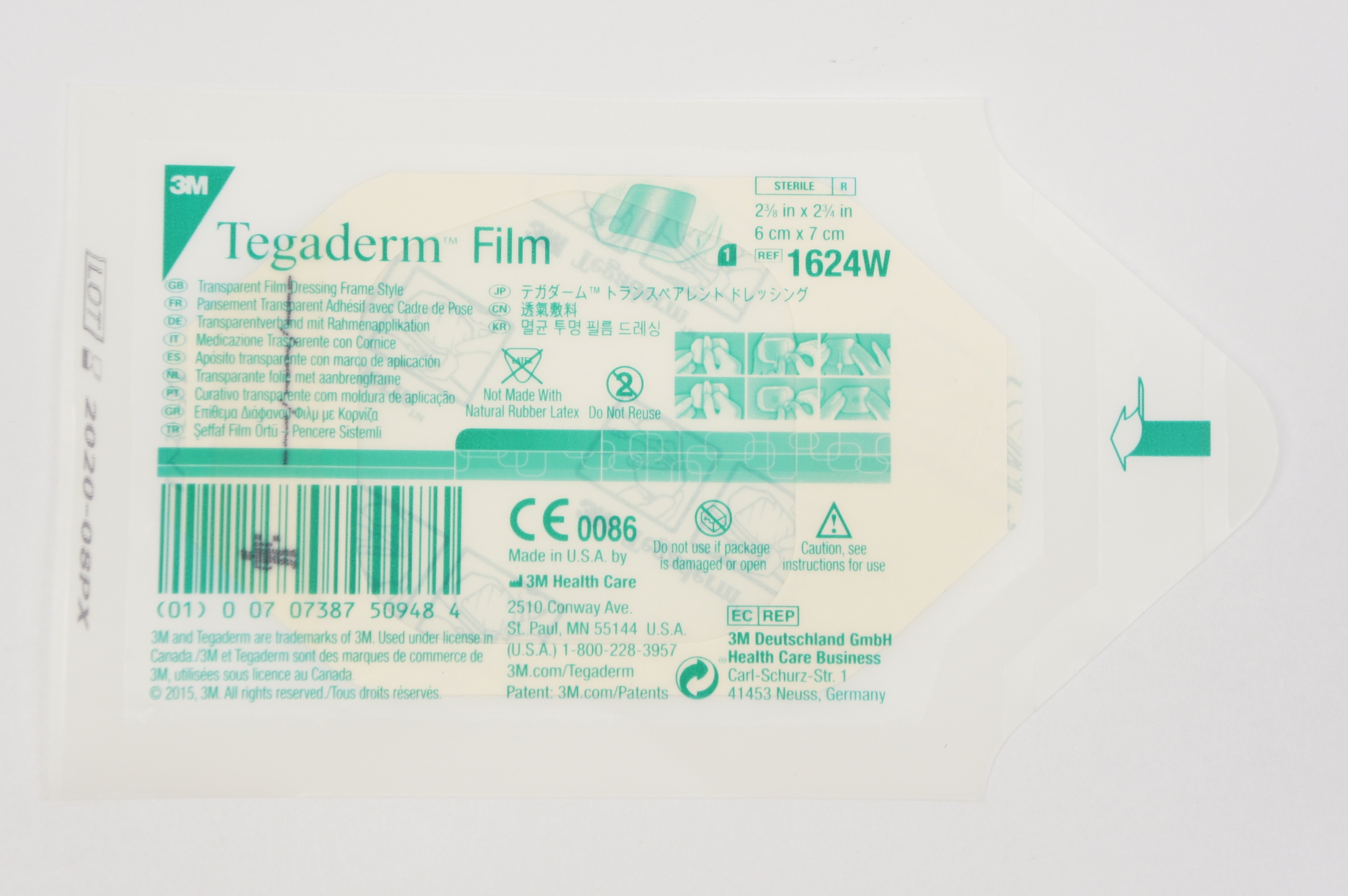 3M 1624W Tegaderm Transparent Film Dressing Frame Style 6cm x 7cm (x)