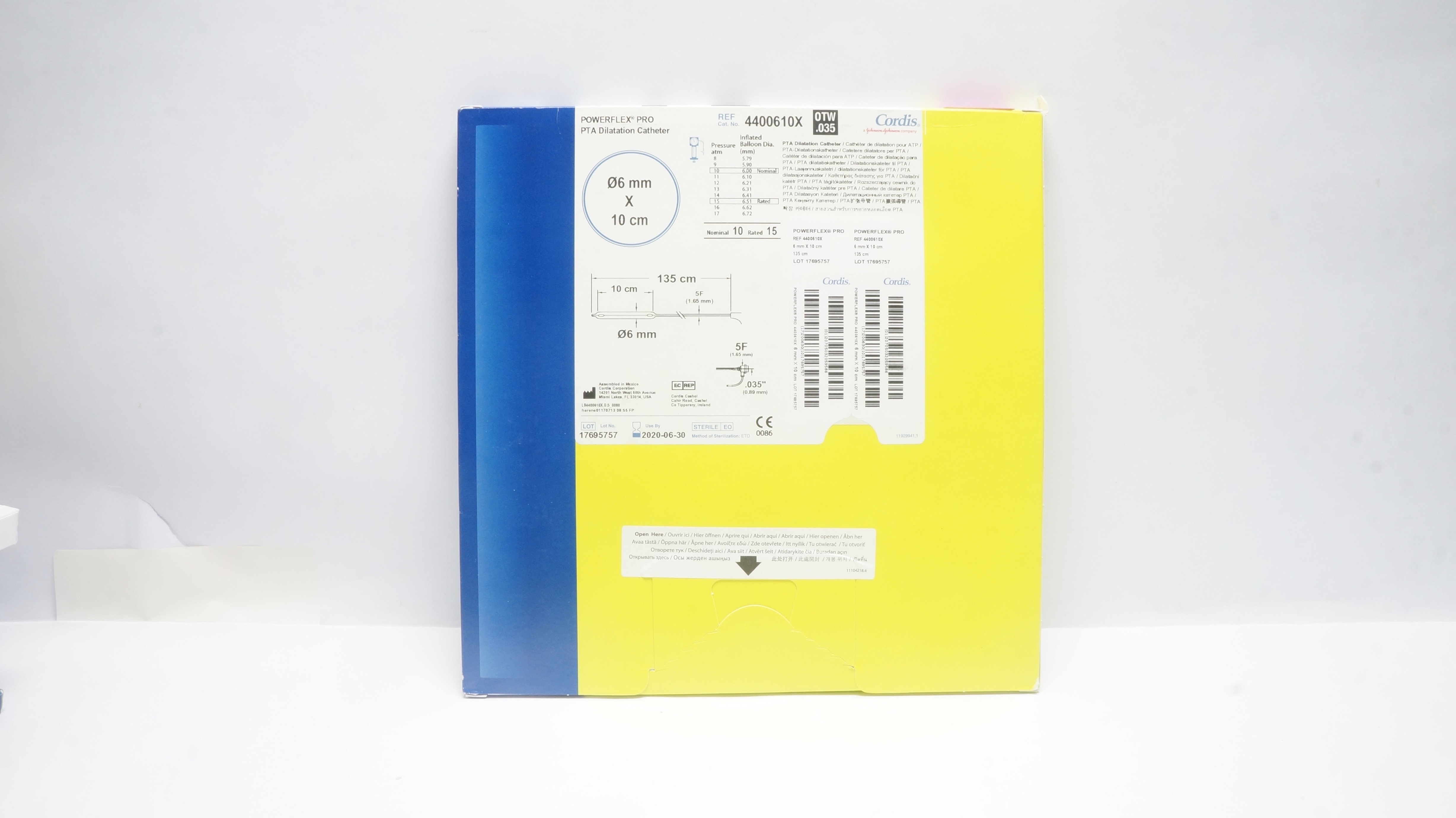 Cordis 4400610X POWERFLEX PRO PTA Dilatation Cath.035inch, 6mm x 10cm X 135cm(x)
