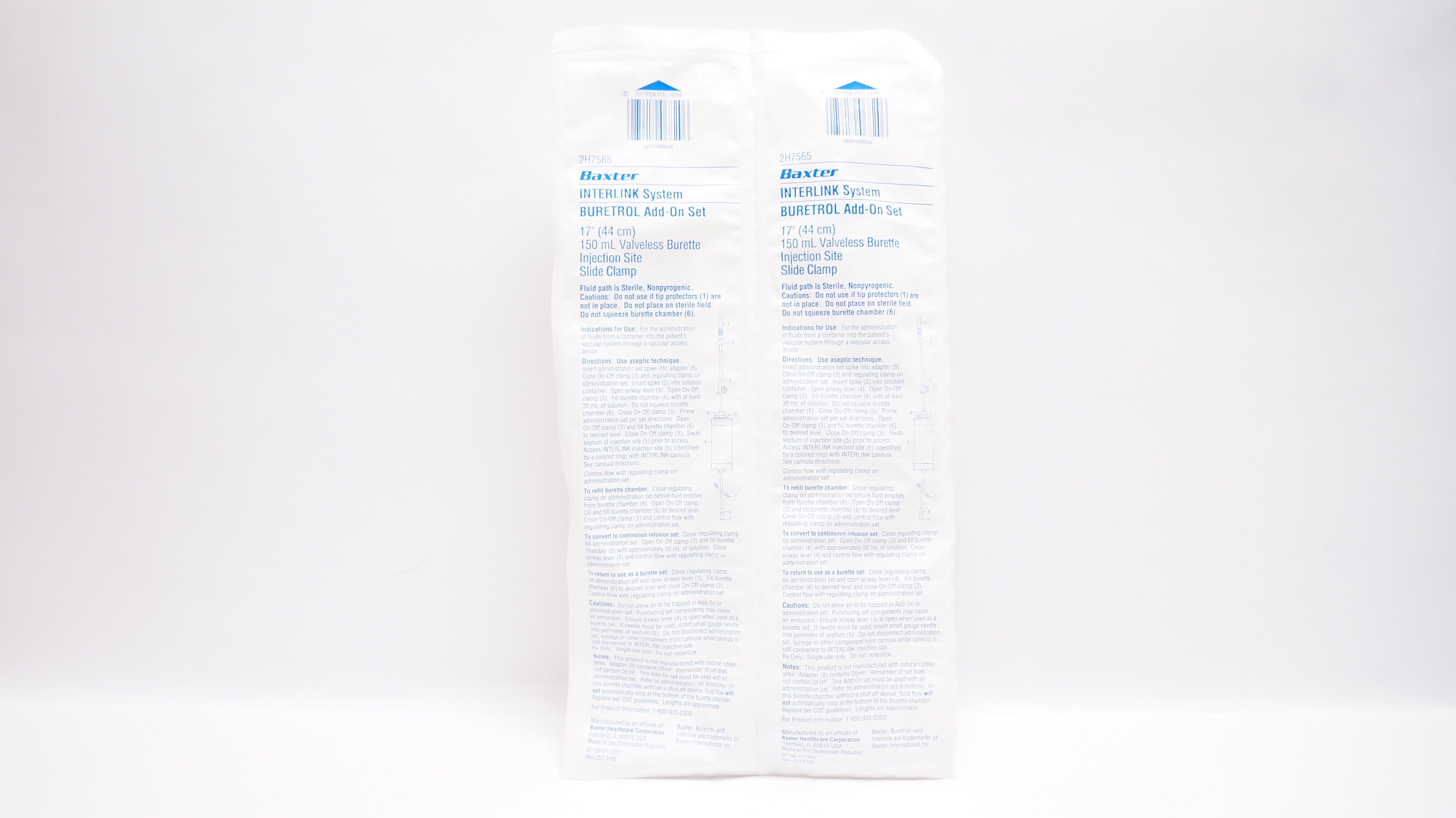 Baxter 2H7565 Interlink System Buretrol Add-On Set 17 inch x 150 mL - Pack of 2
