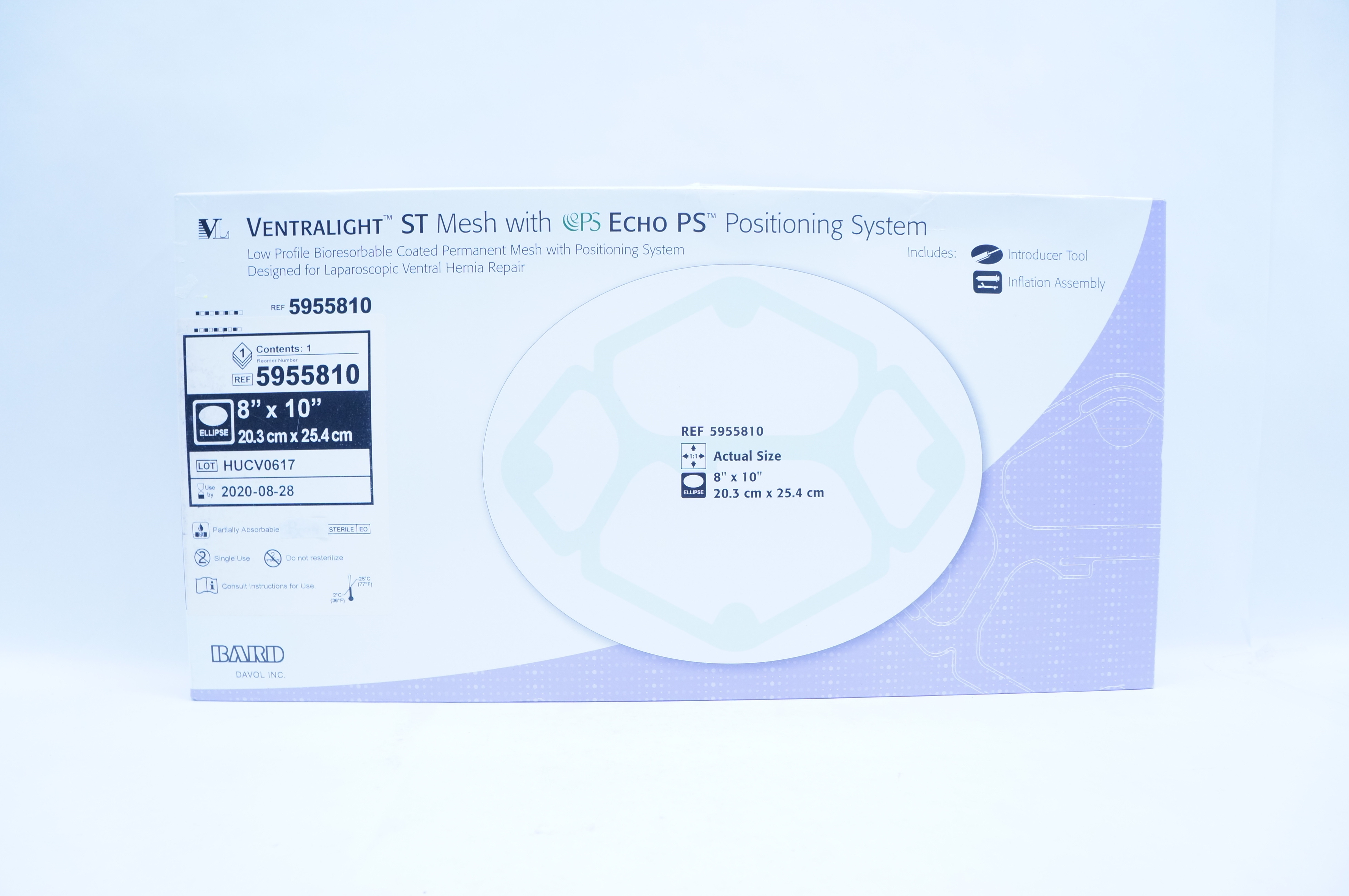 Bard 5955810 Ventralight ST Mesh With Echo PS Positioning System 8 x 10 inch (x)