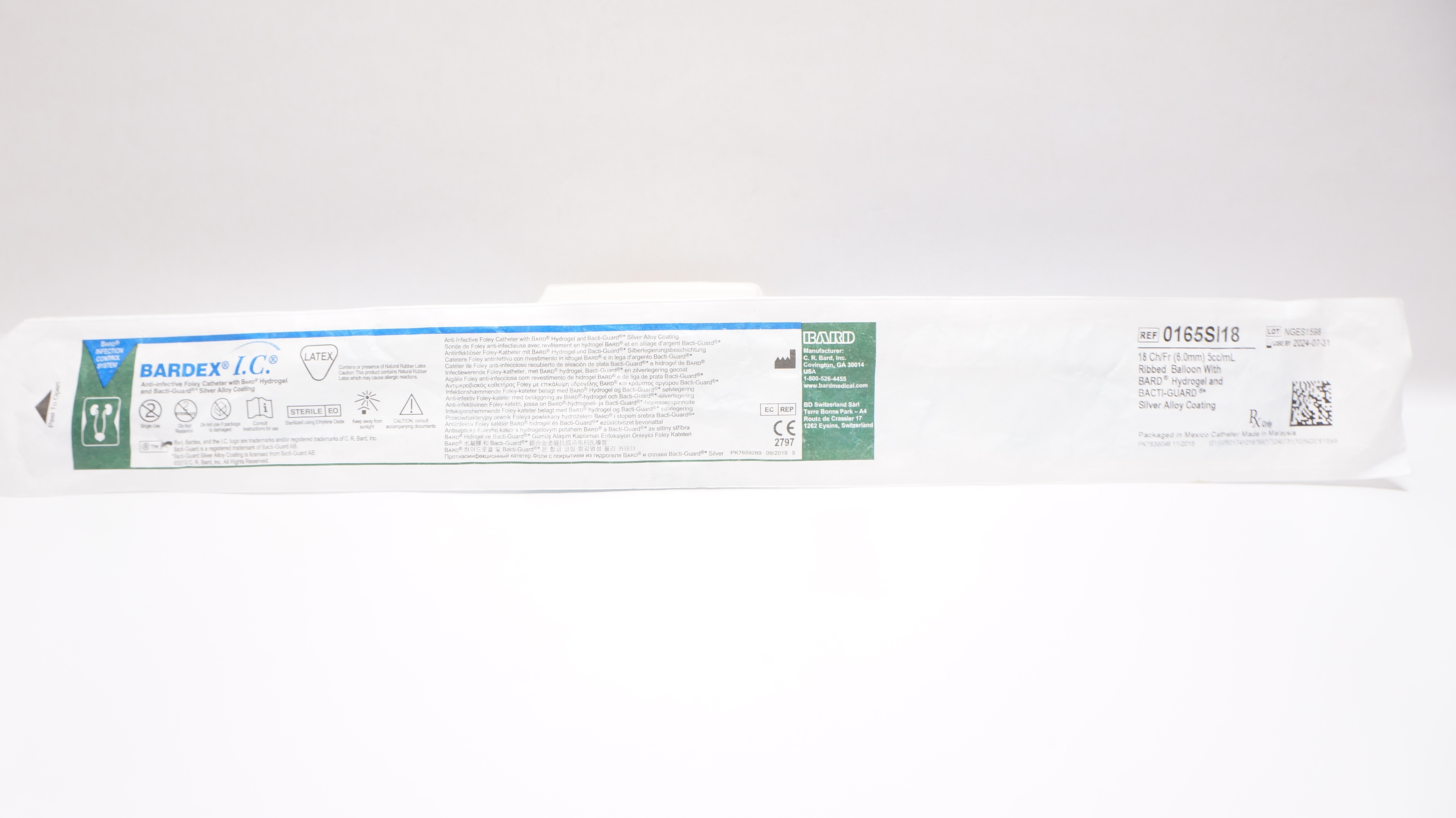 Bard 0165SI18 Bardex I.C. Anti-Infective Foley Cath. 18Ch/Fr 5cc/mL Balloon (x)