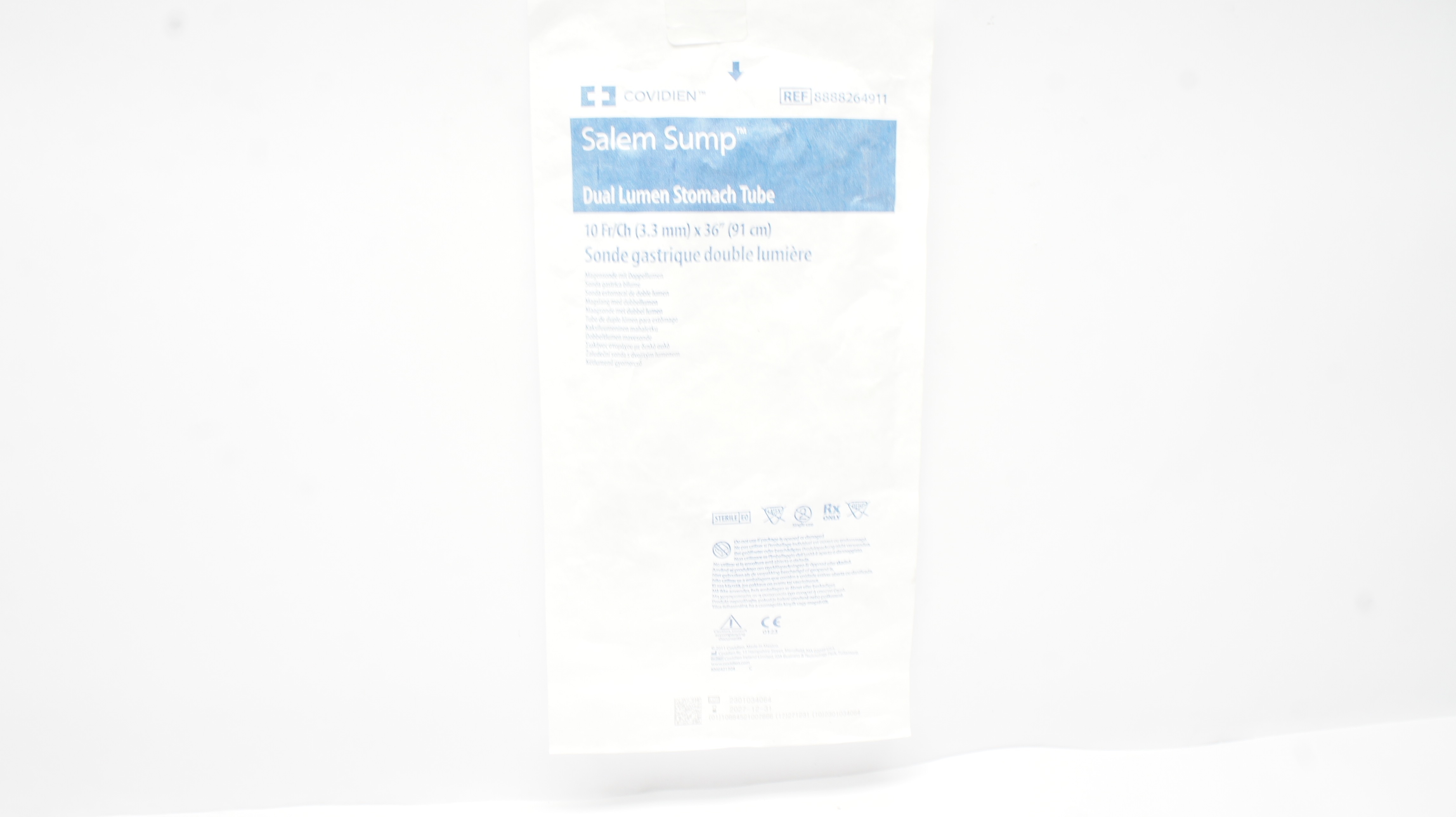 Covidien 8888264911 Salem Sump Dual Luumen Stomach Tube 10Fr/Ch x 36inch