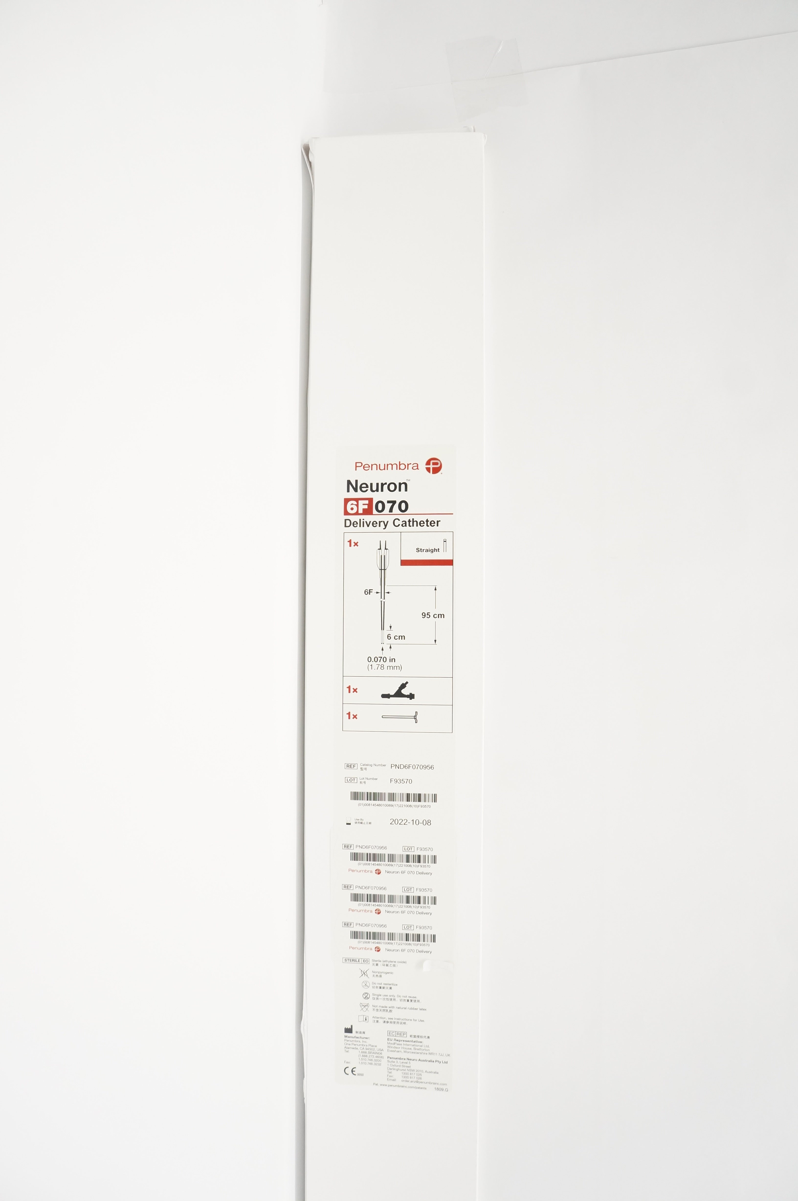 Penumbra PND6F070956 Neuron Delivery Cath. Straight 6F x 0.070inch