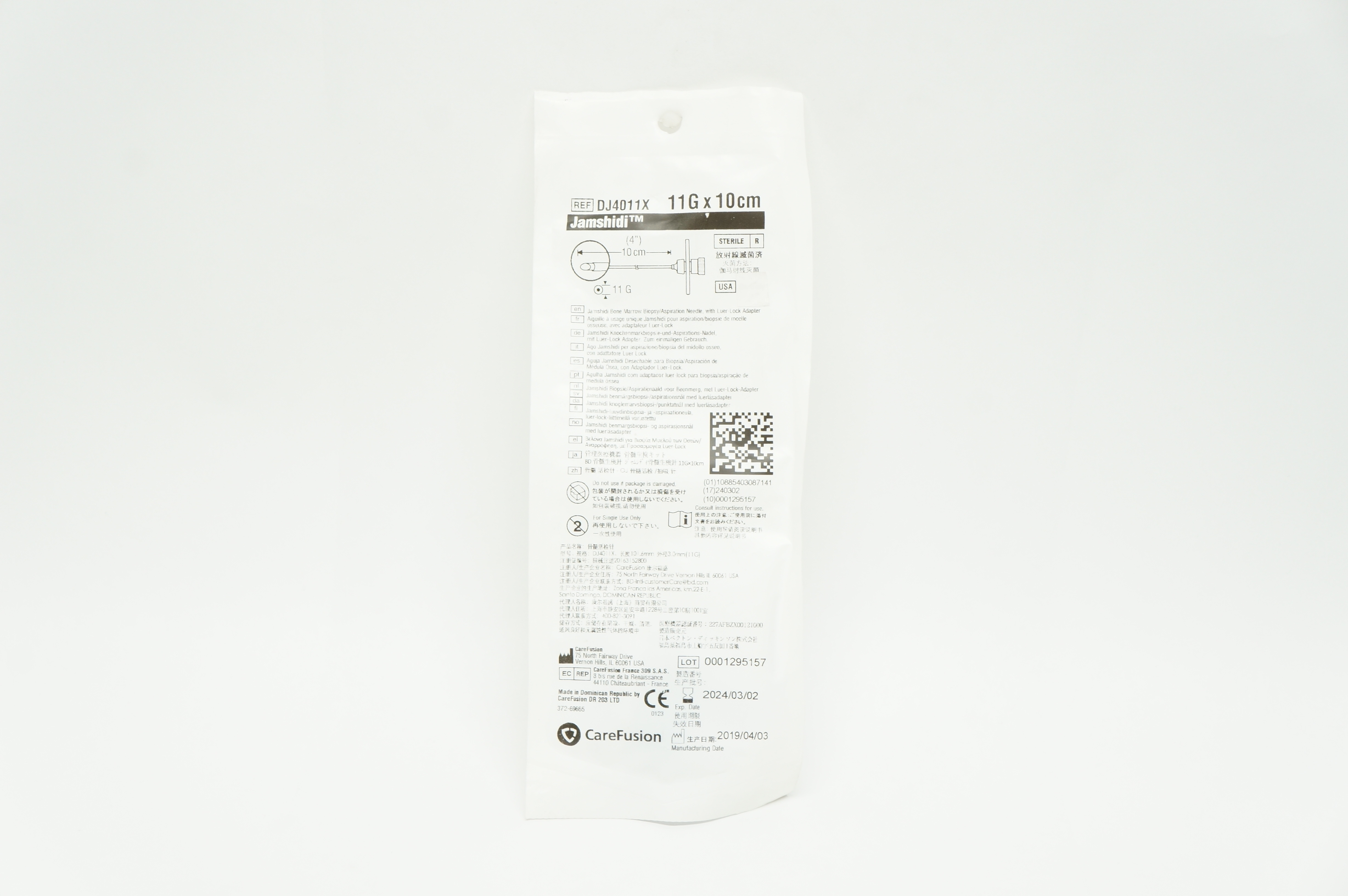 CareFusion DJ4011X Jamshidi Bone Marrow Biopsy/Aspiration Ndle 11G x 10cm