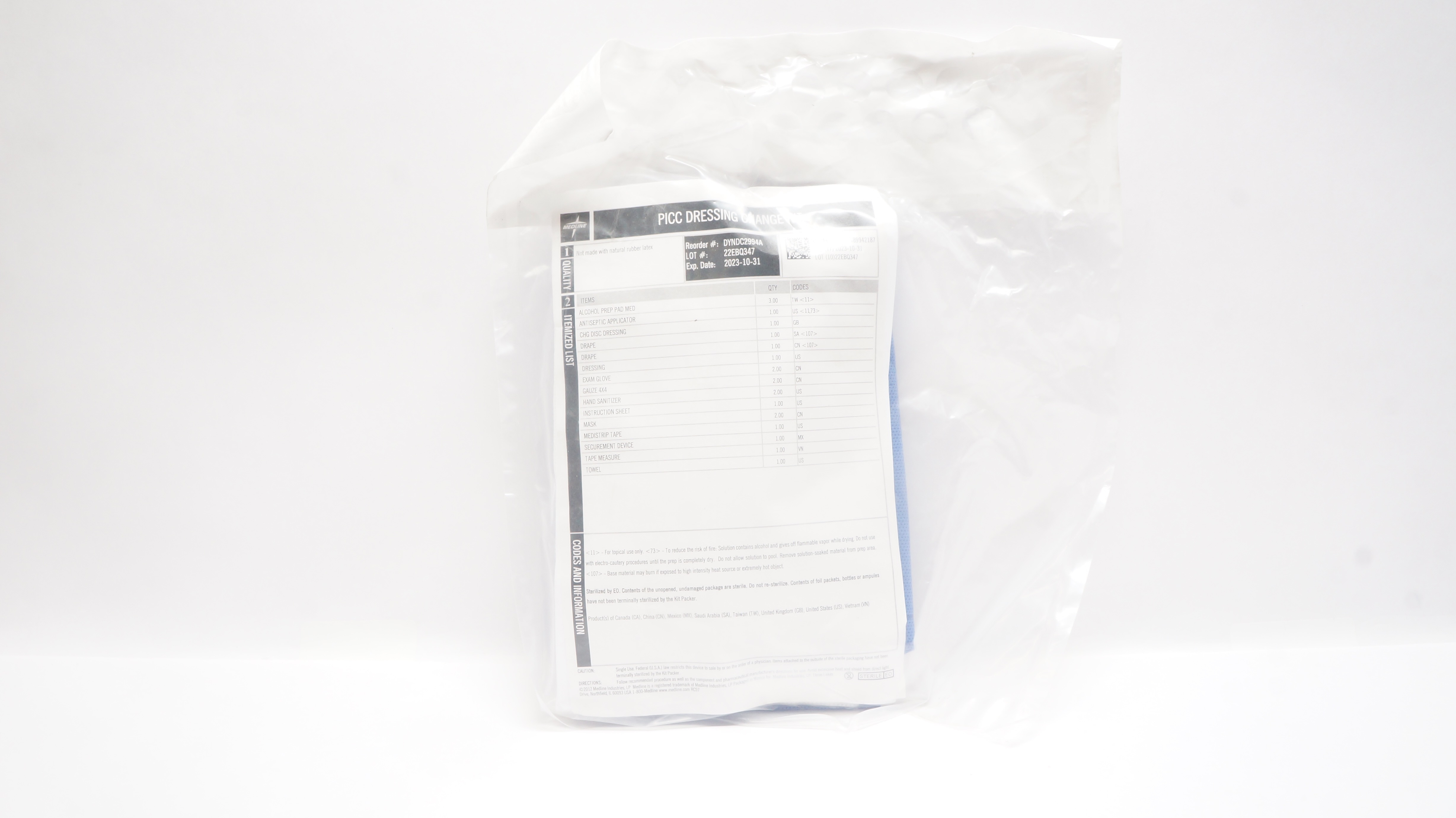 Medline DYNDC2994A Disposable Drape PICC Dressing Change Kit