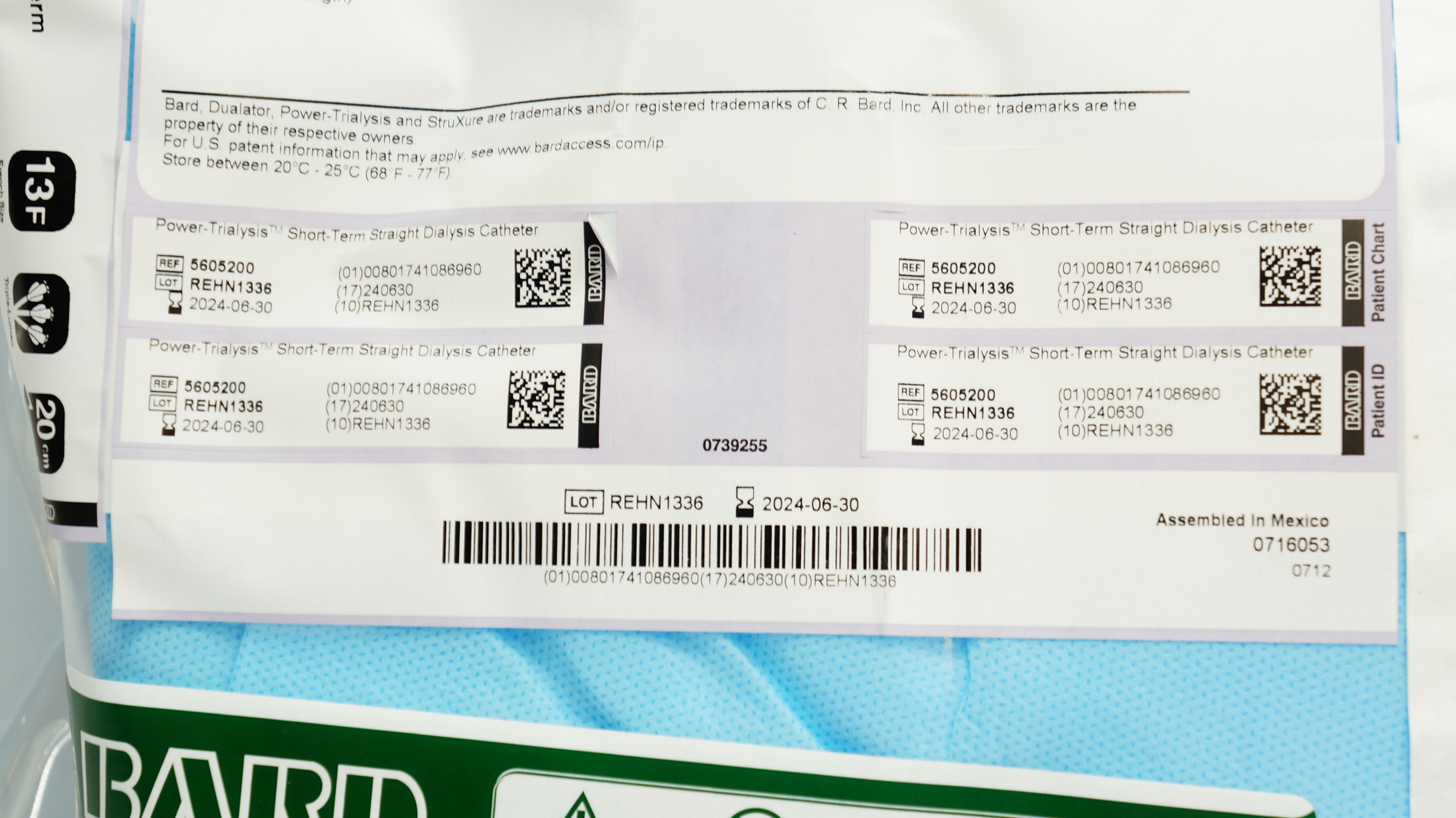 Bard 5605200 Power-Trialysis Straight Dialysis Cath. Tray 13F x 20cm