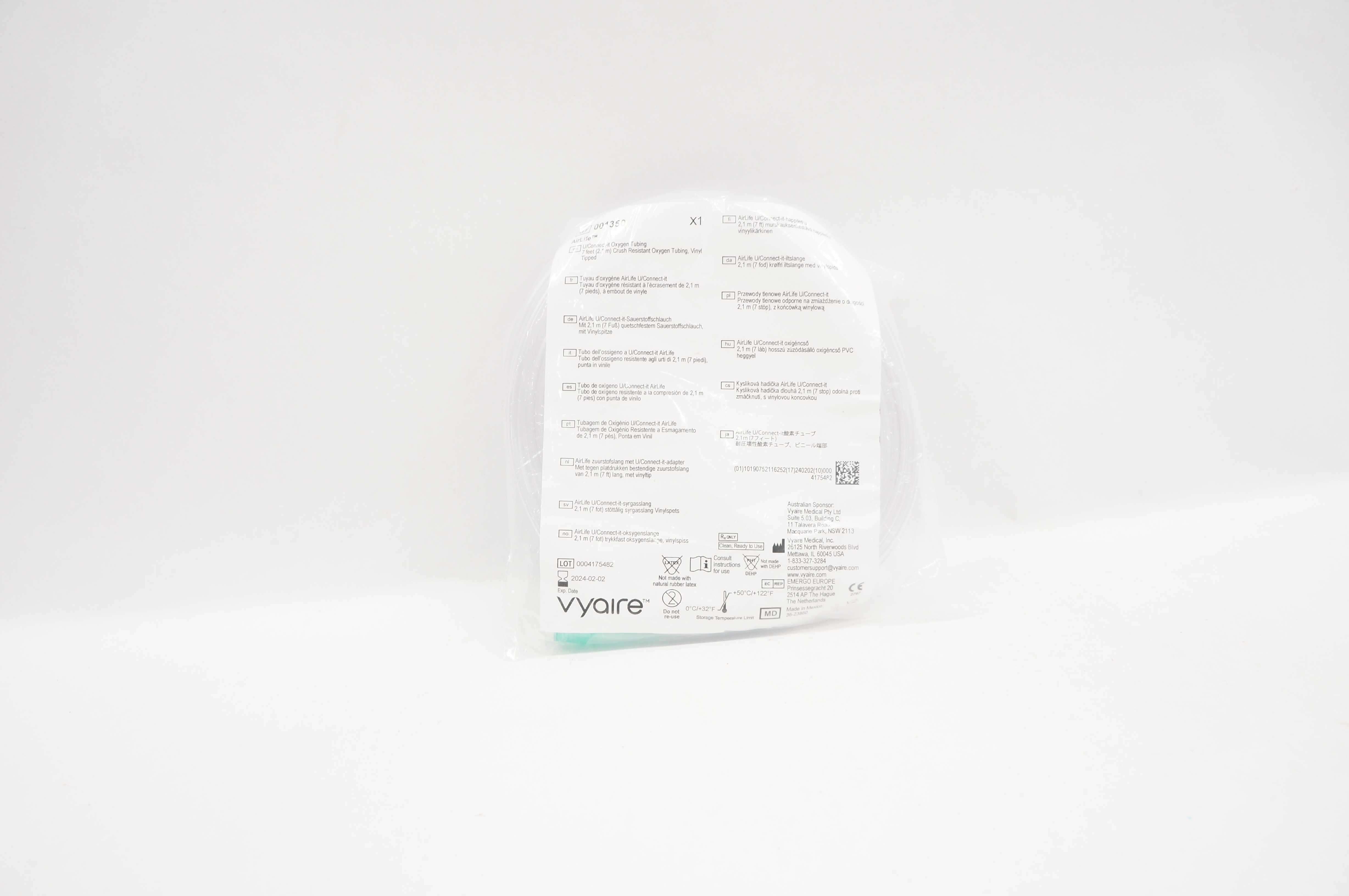 Vyaire 001350 Airlife U/Connect-it Oxygen Tubing 7 feet