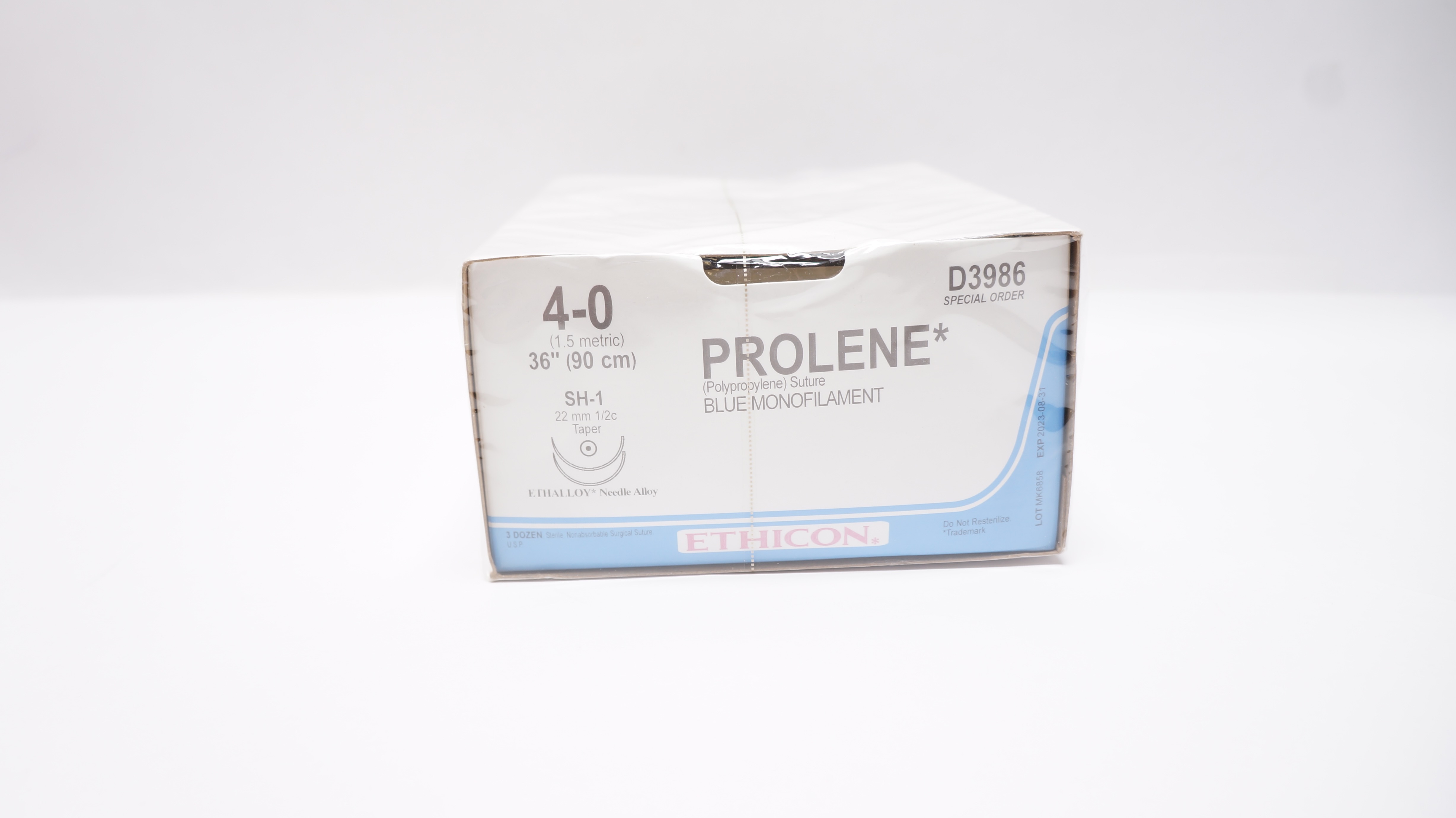 Echicon D3986 4-0 Prolene,  SH-1, 22mm 1/2c Taper, 36inch (x) - Box of 36